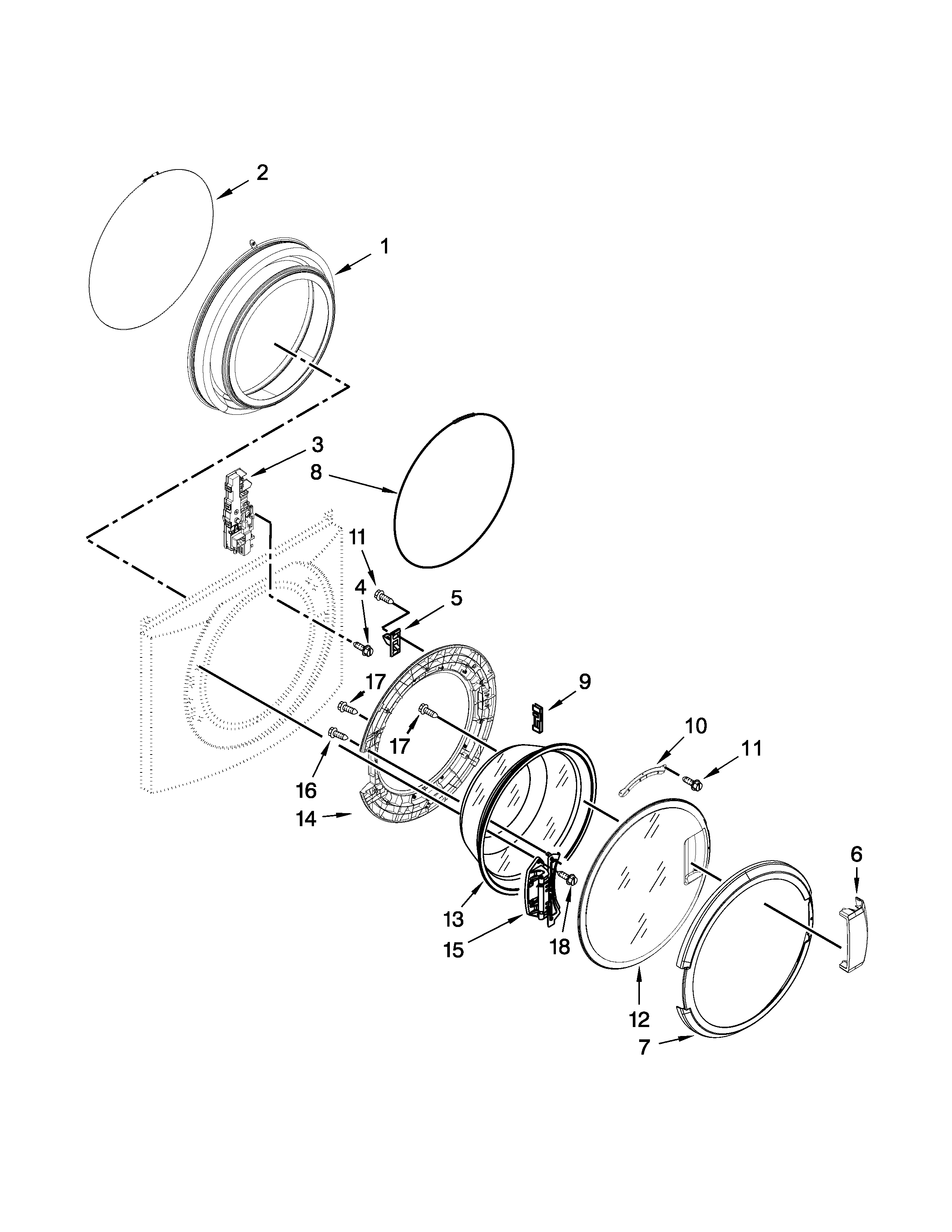 Washer door parts