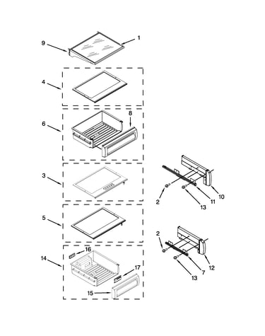 Refrigerator shelf parts
