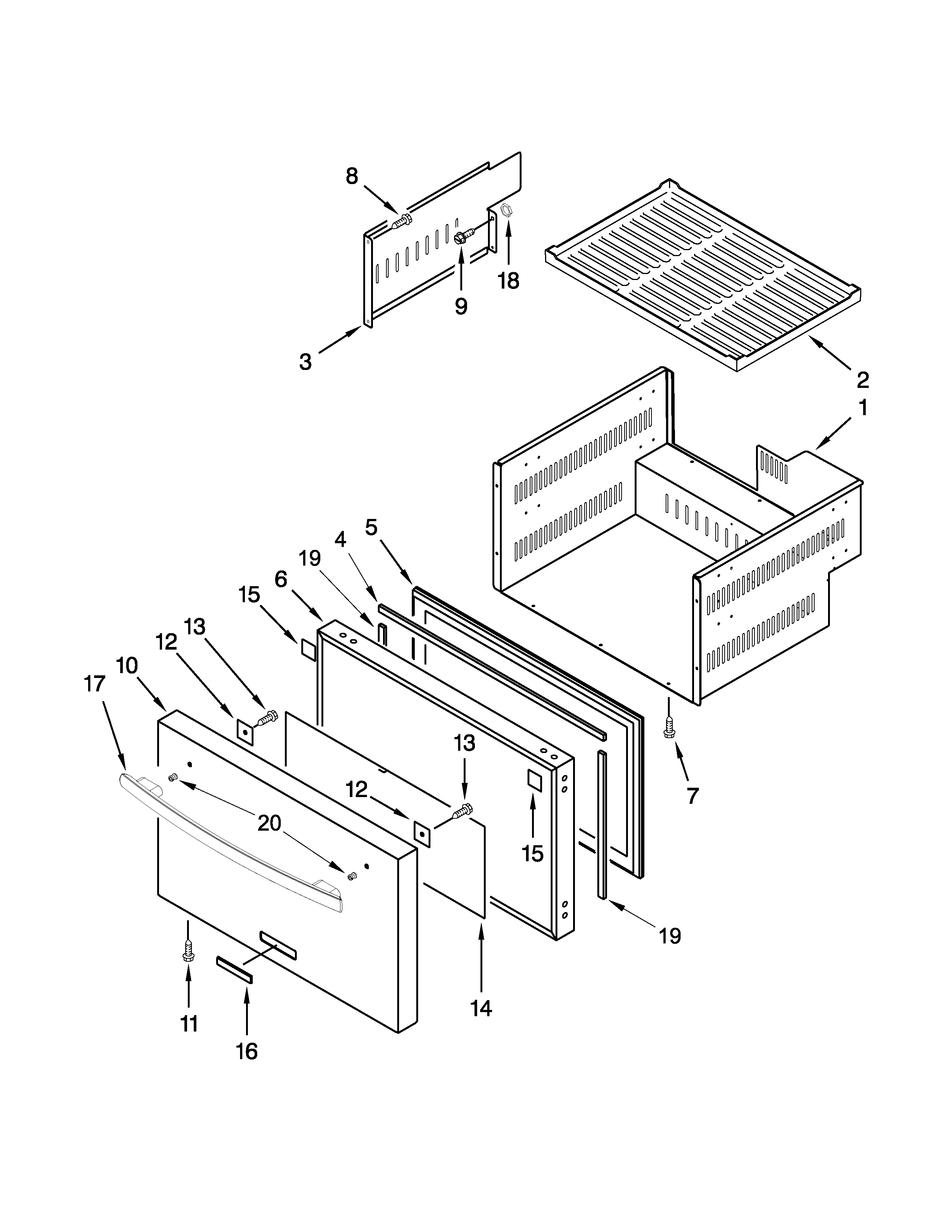 Lower drawer parts