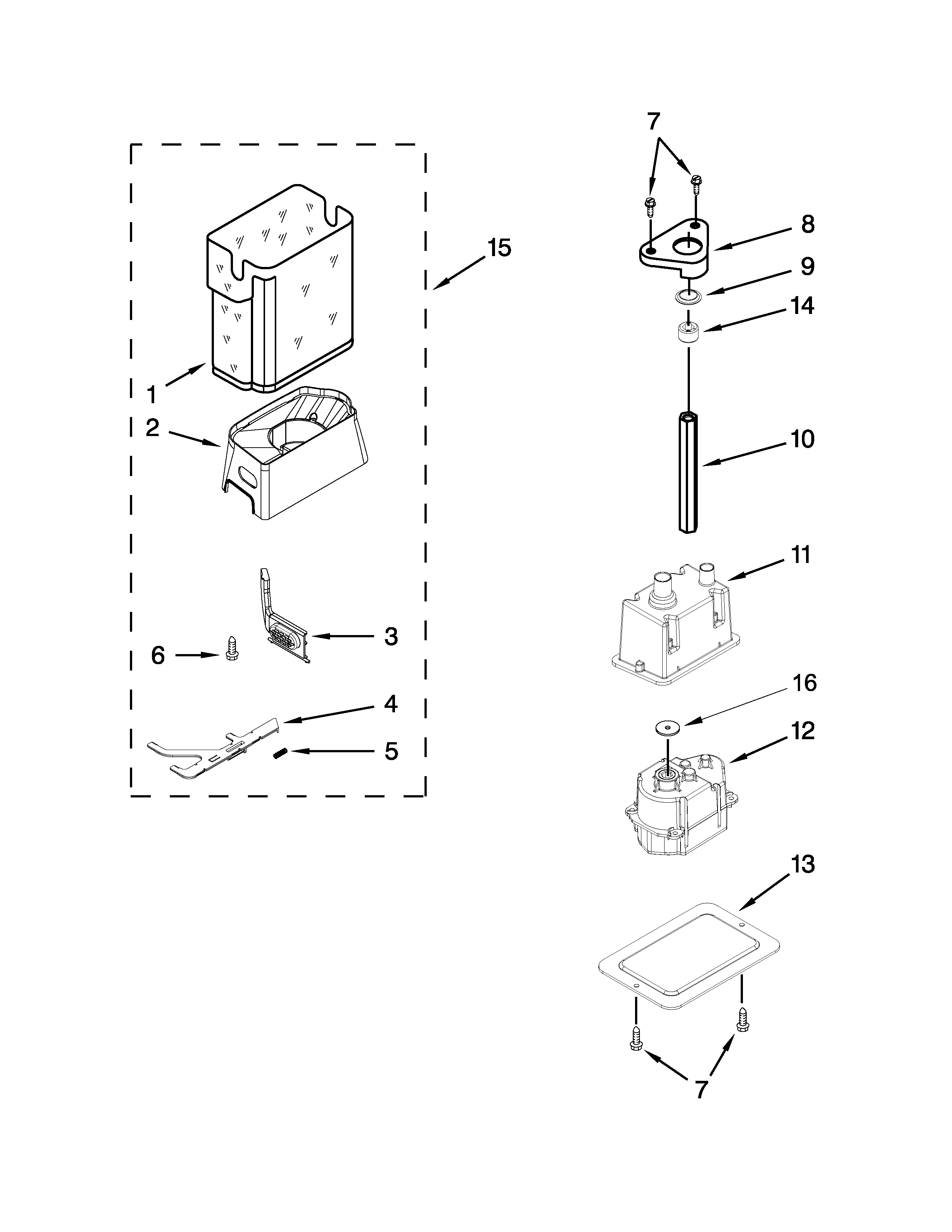 MOTOR AND ICE CONTAINER PARTS