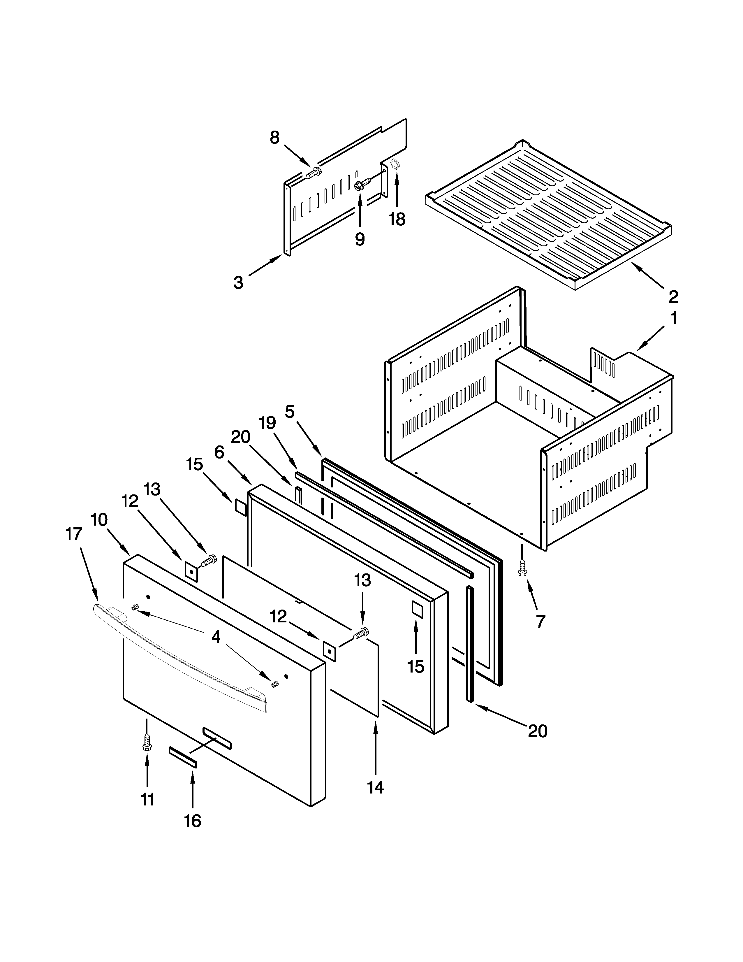 Lower drawer parts