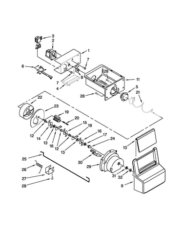 Motor and ice container parts