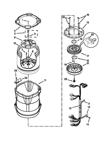 Motor, basket and tub parts
