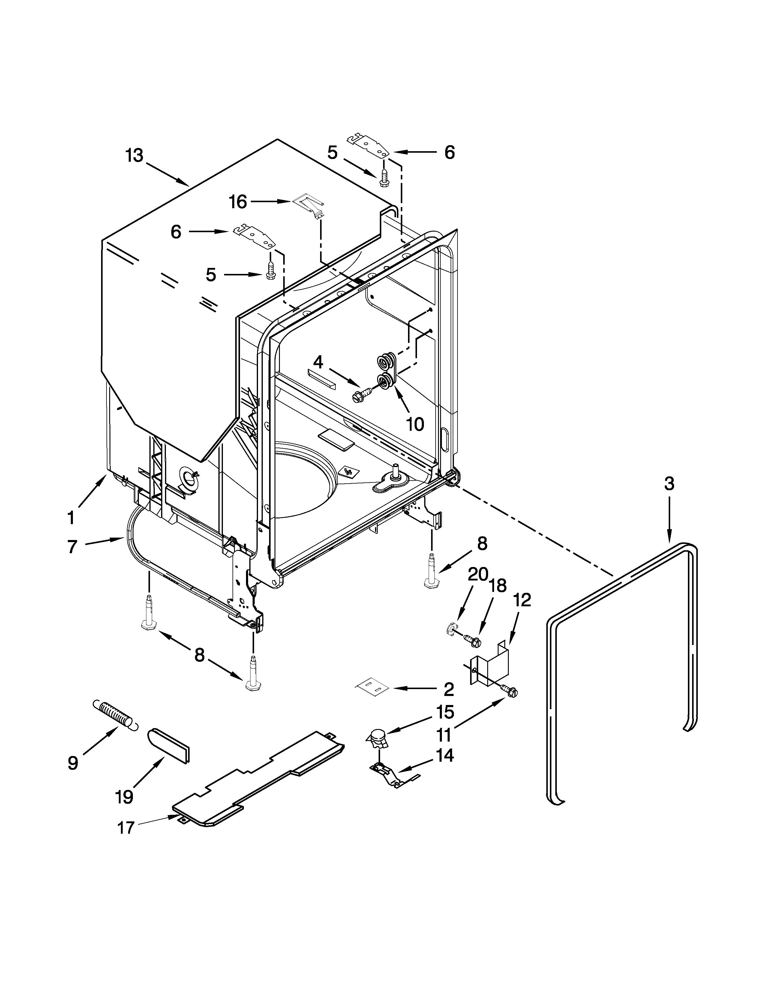 TUB AND FRAME PARTS
