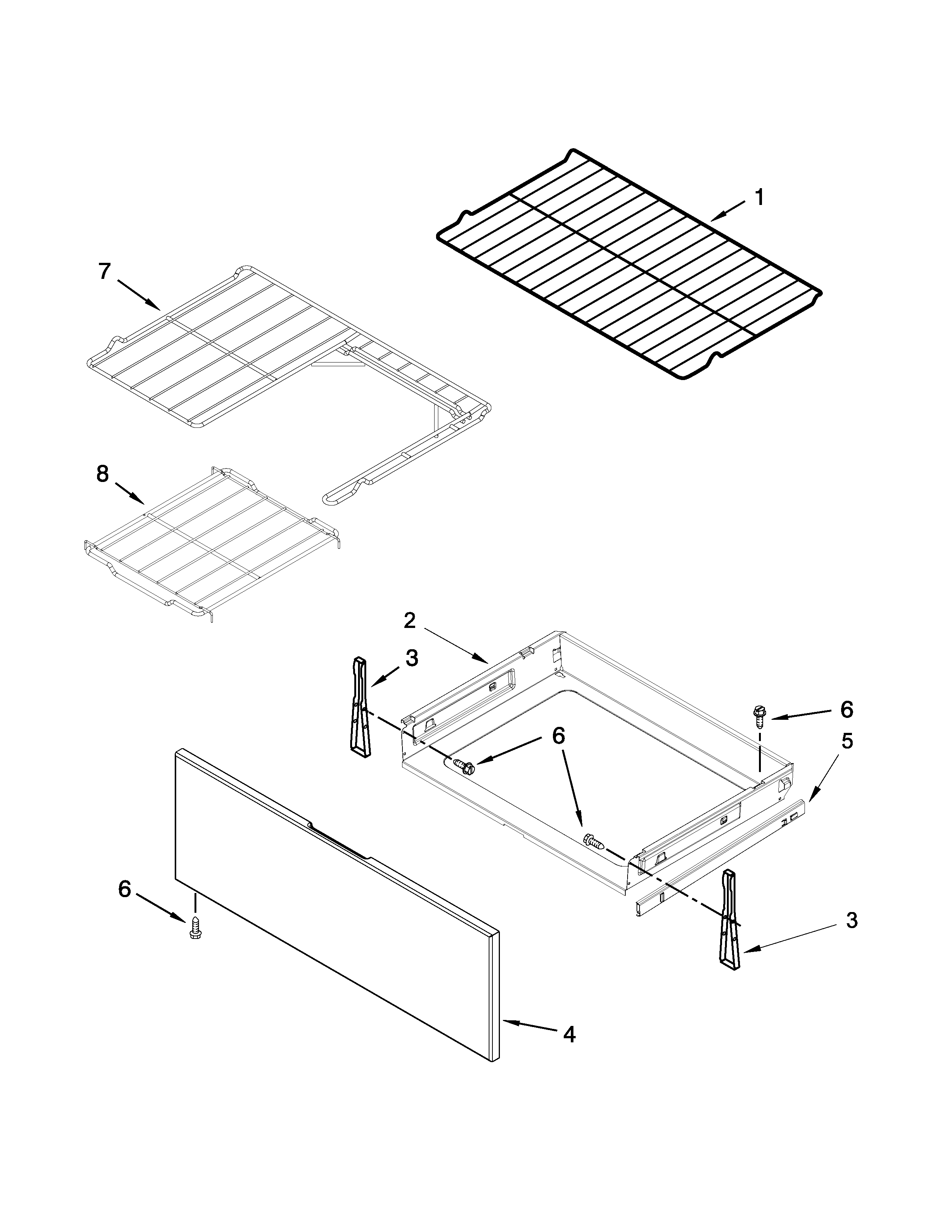 Drawer and rack parts