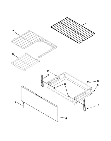 Drawer and rack parts