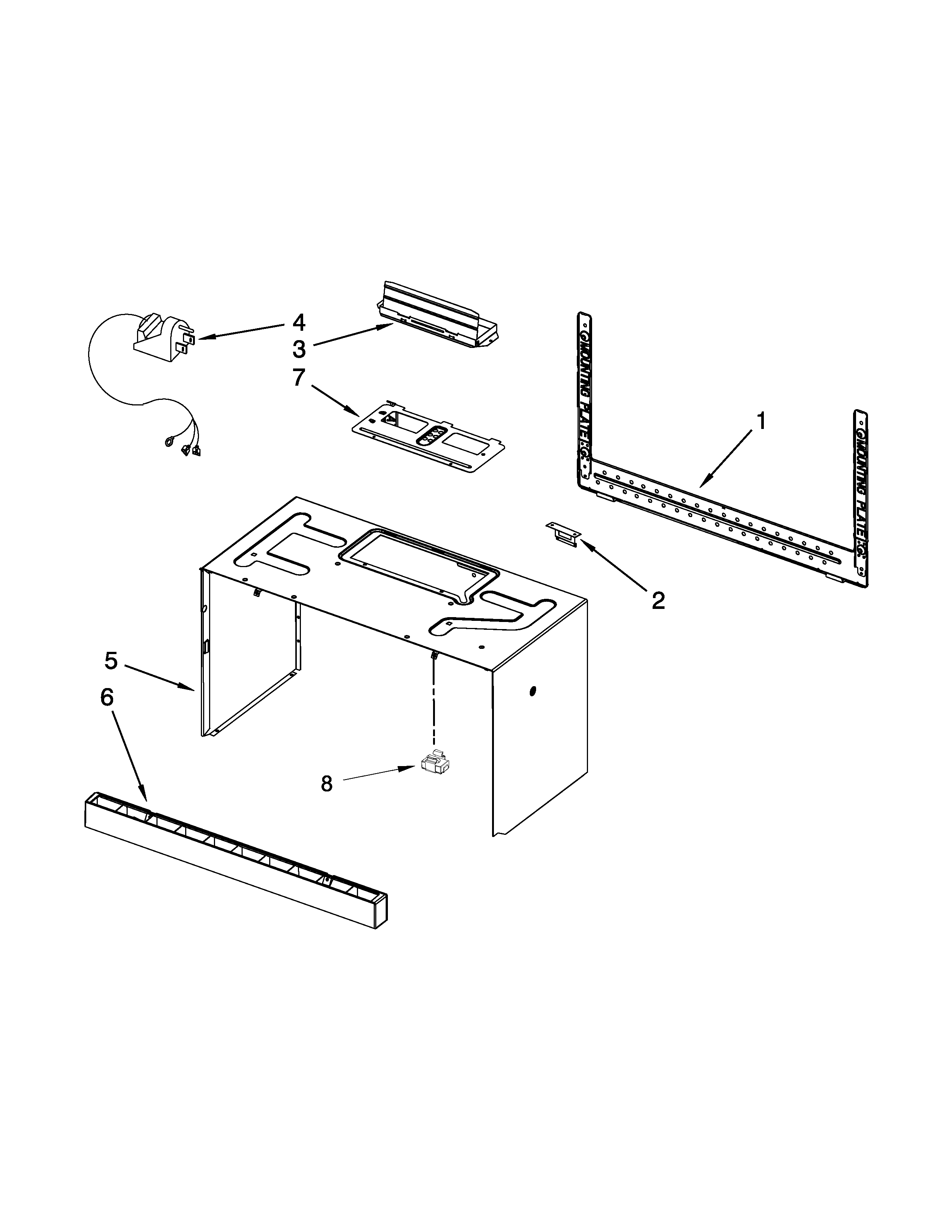 Cabinet and installation parts