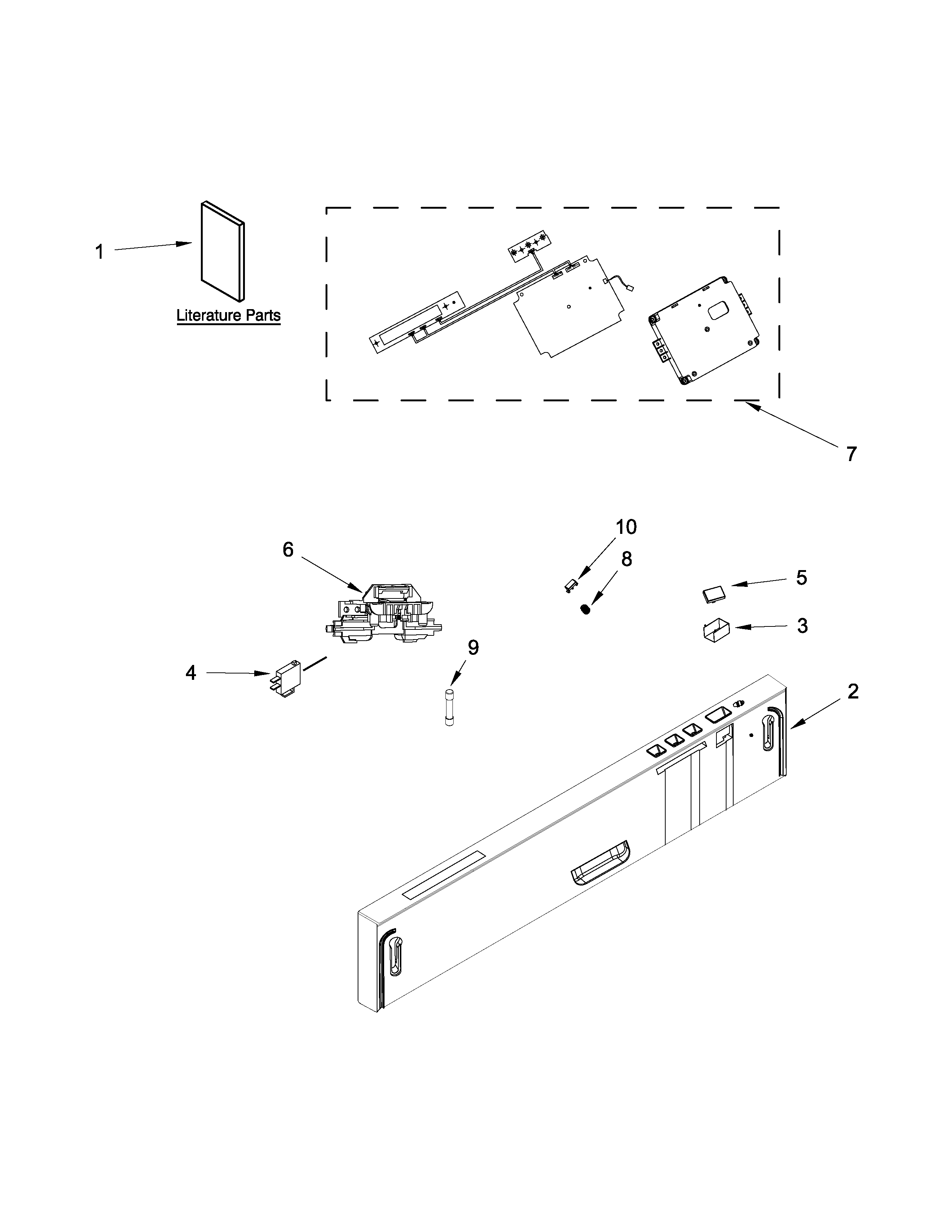 Control panel and latch parts