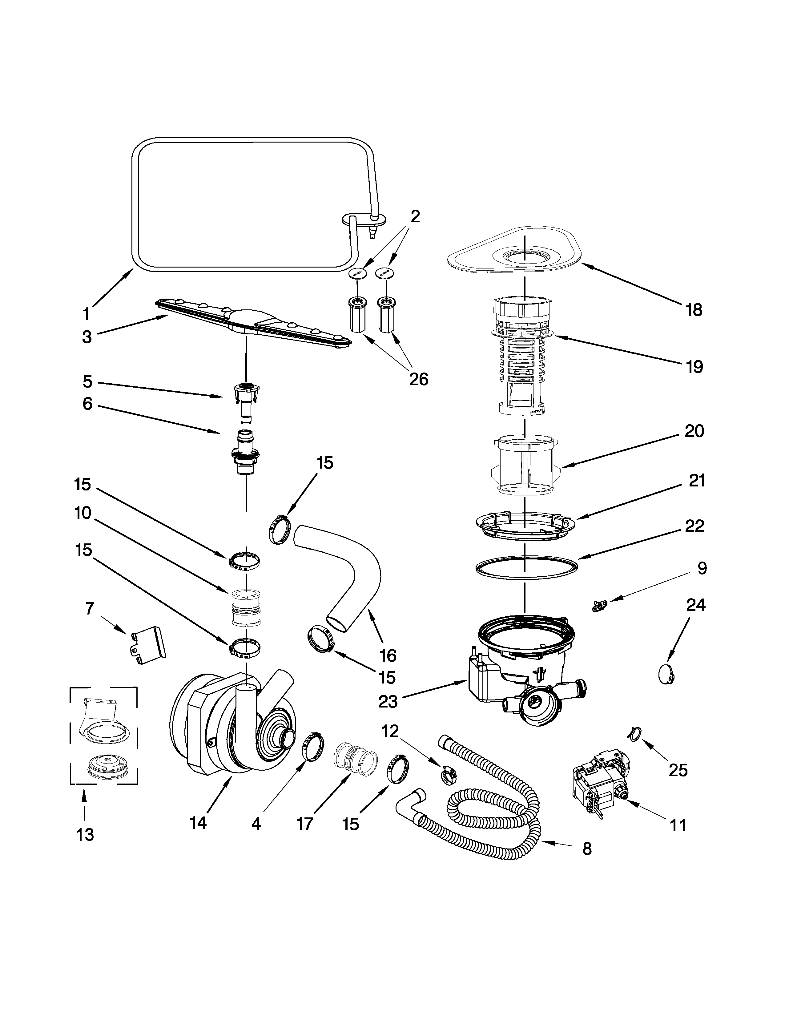 Pump and sprayarm parts