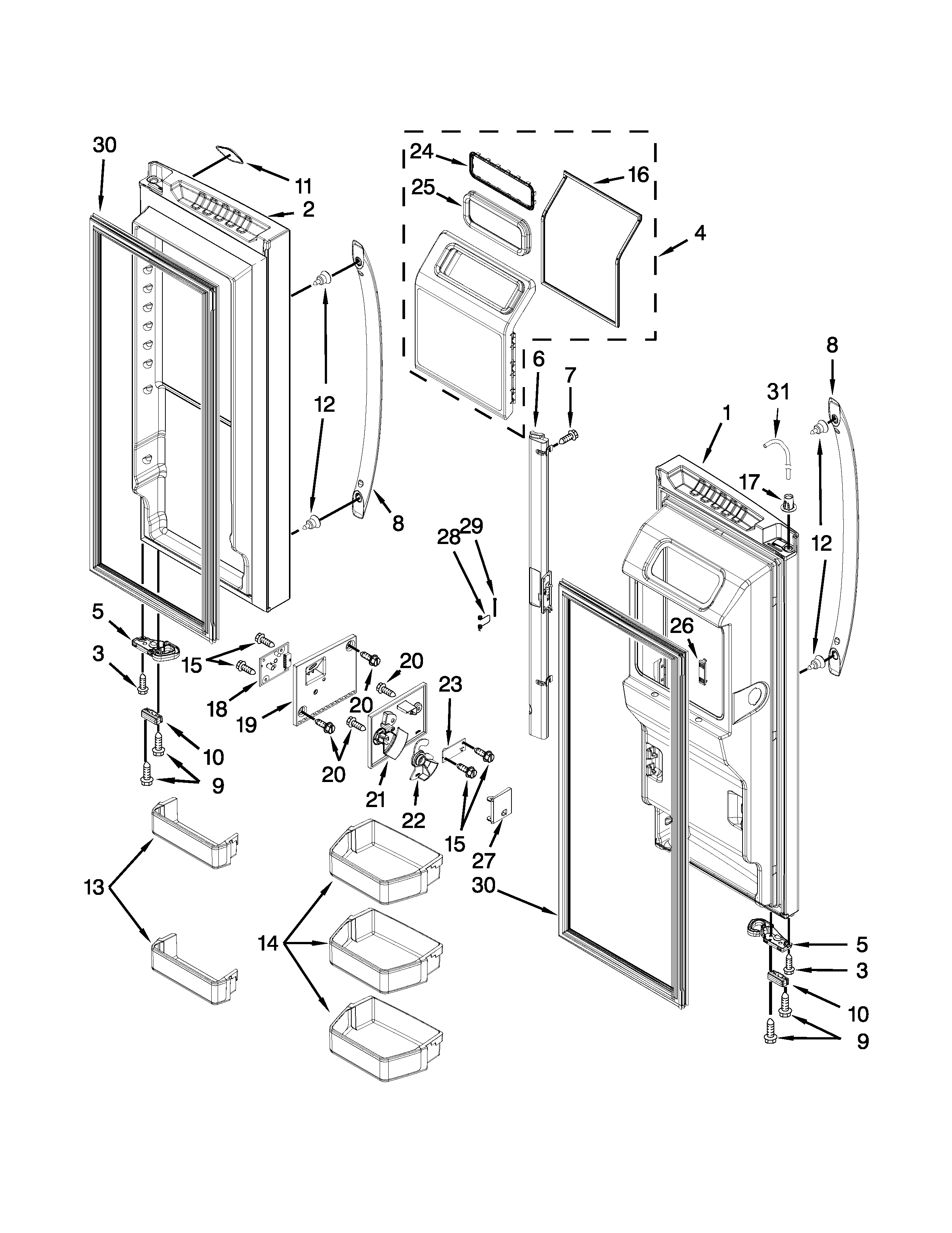 Refrigerator door parts
