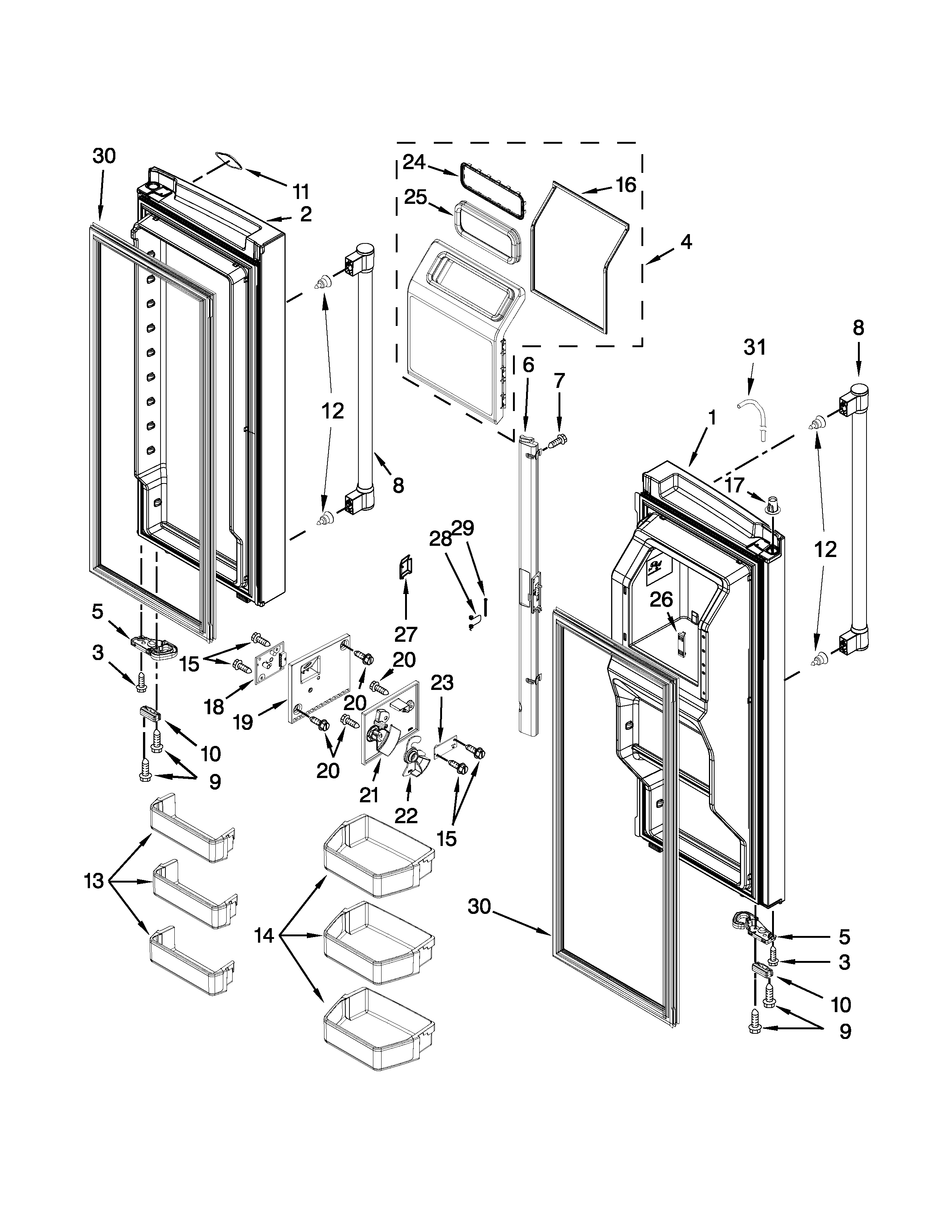 Refrigerator door parts