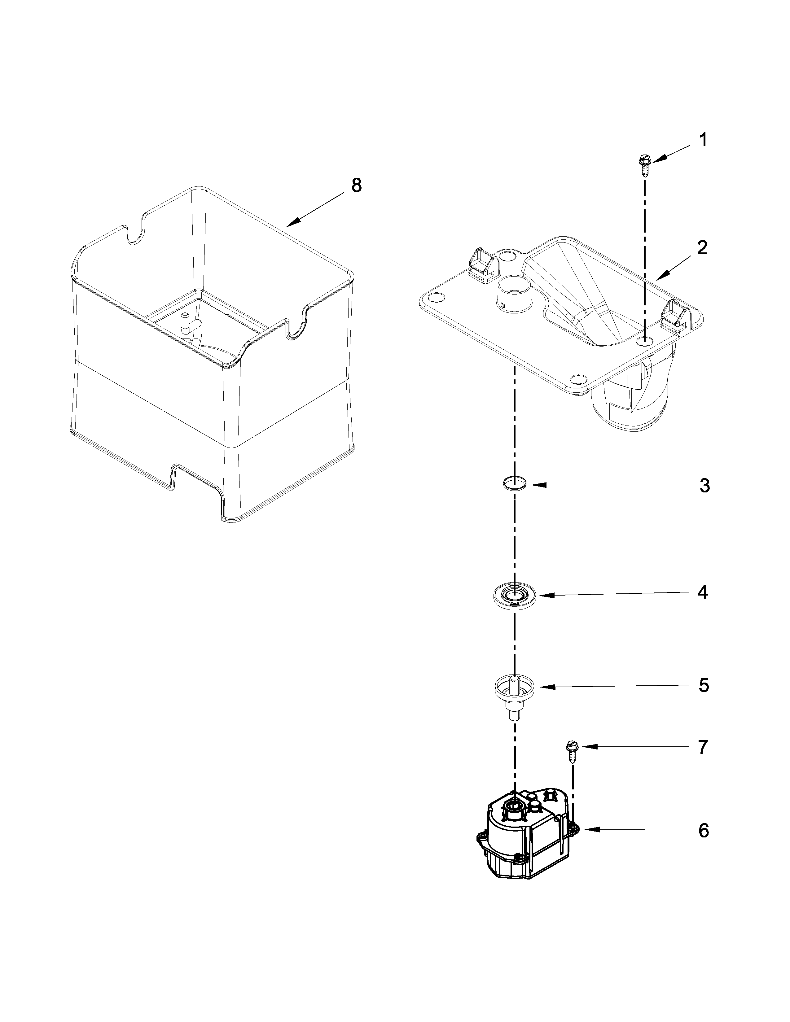 Motor and ice container parts
