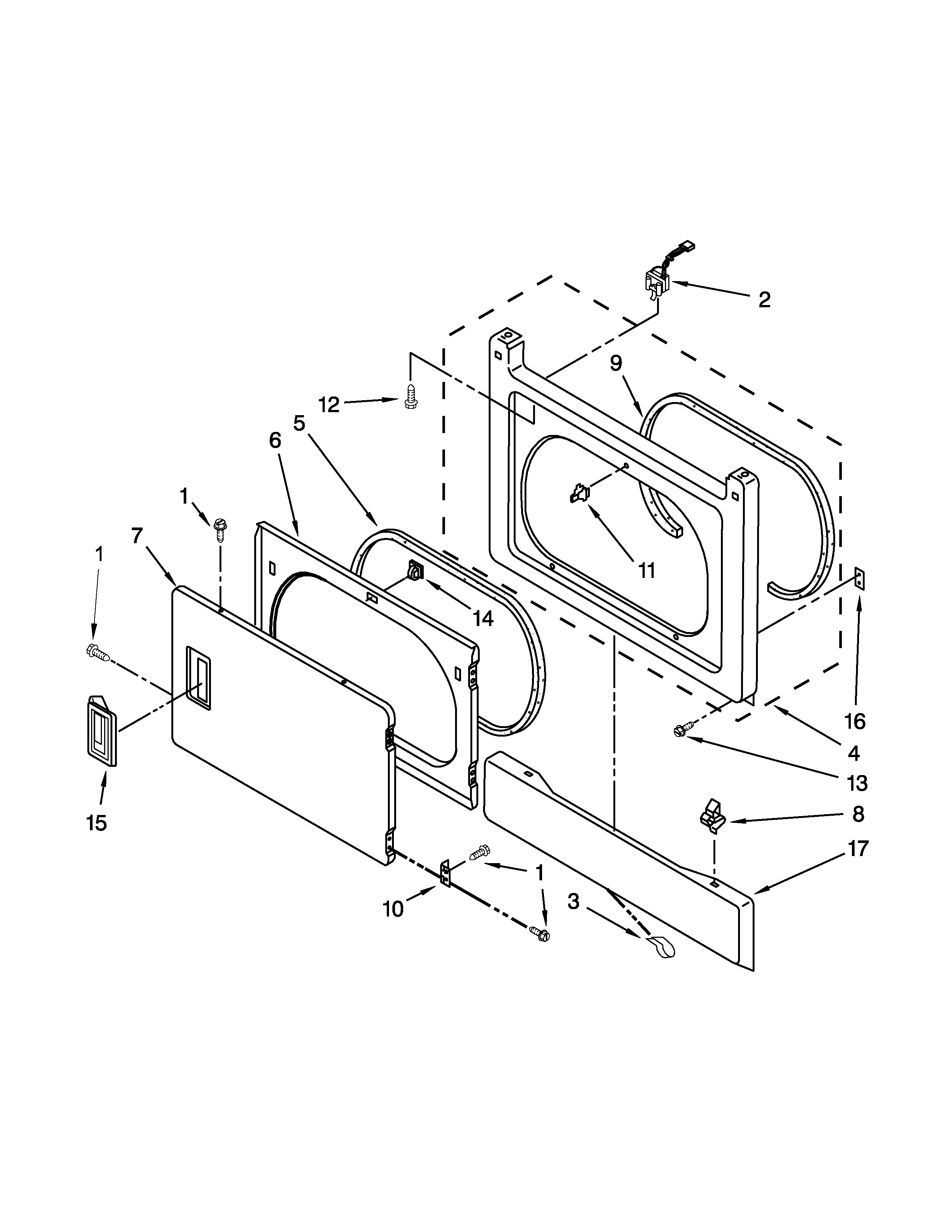 DRYER FRONT PANEL AND DOOR PARTS