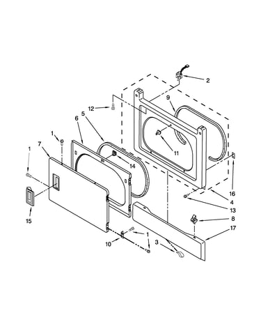 Dryer front panel and door parts