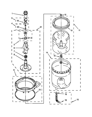 Agitator, basket and tub parts