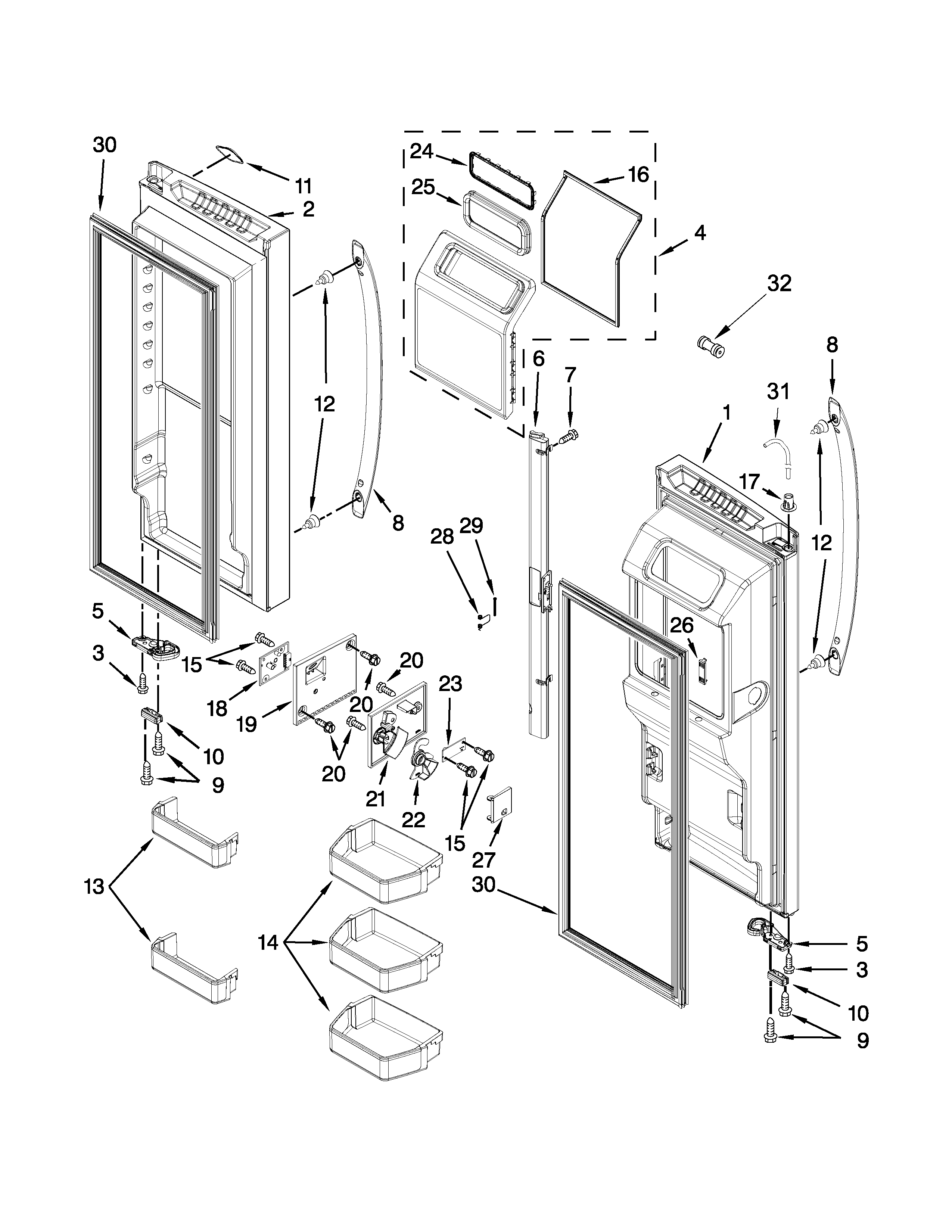 Refrigerator door parts