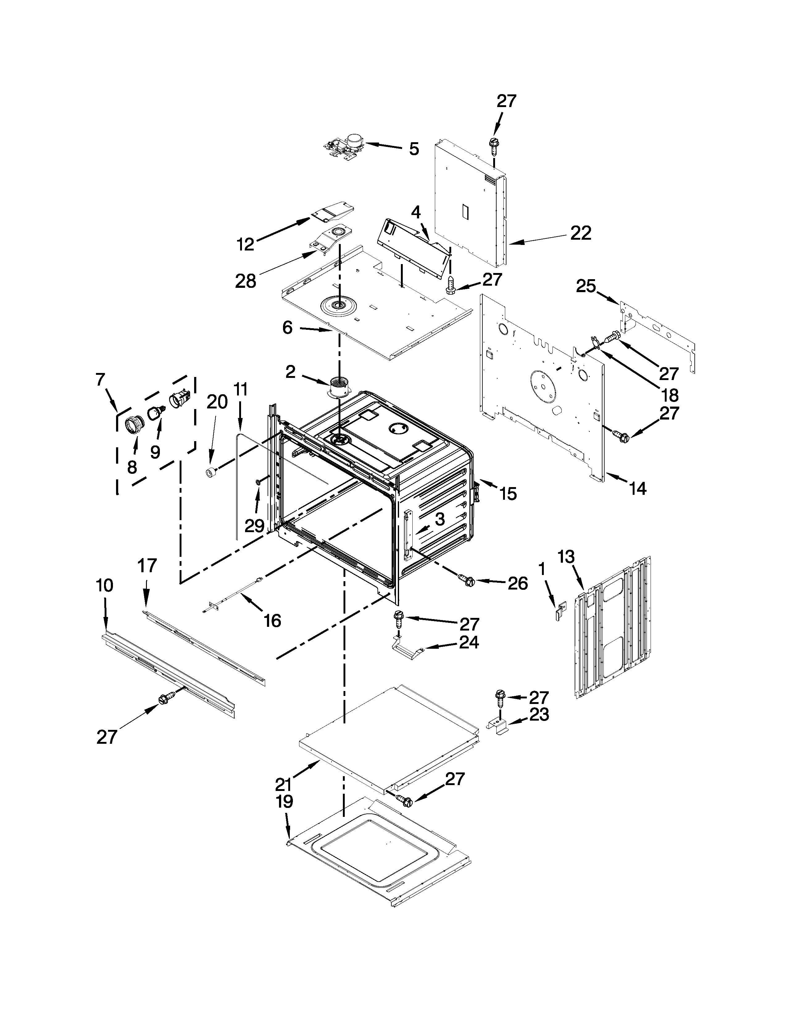 Upper oven parts