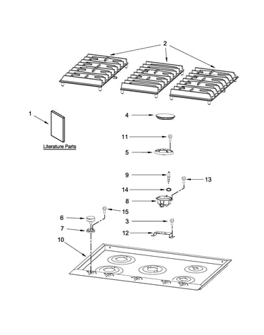 Cooktop, burner and grate parts