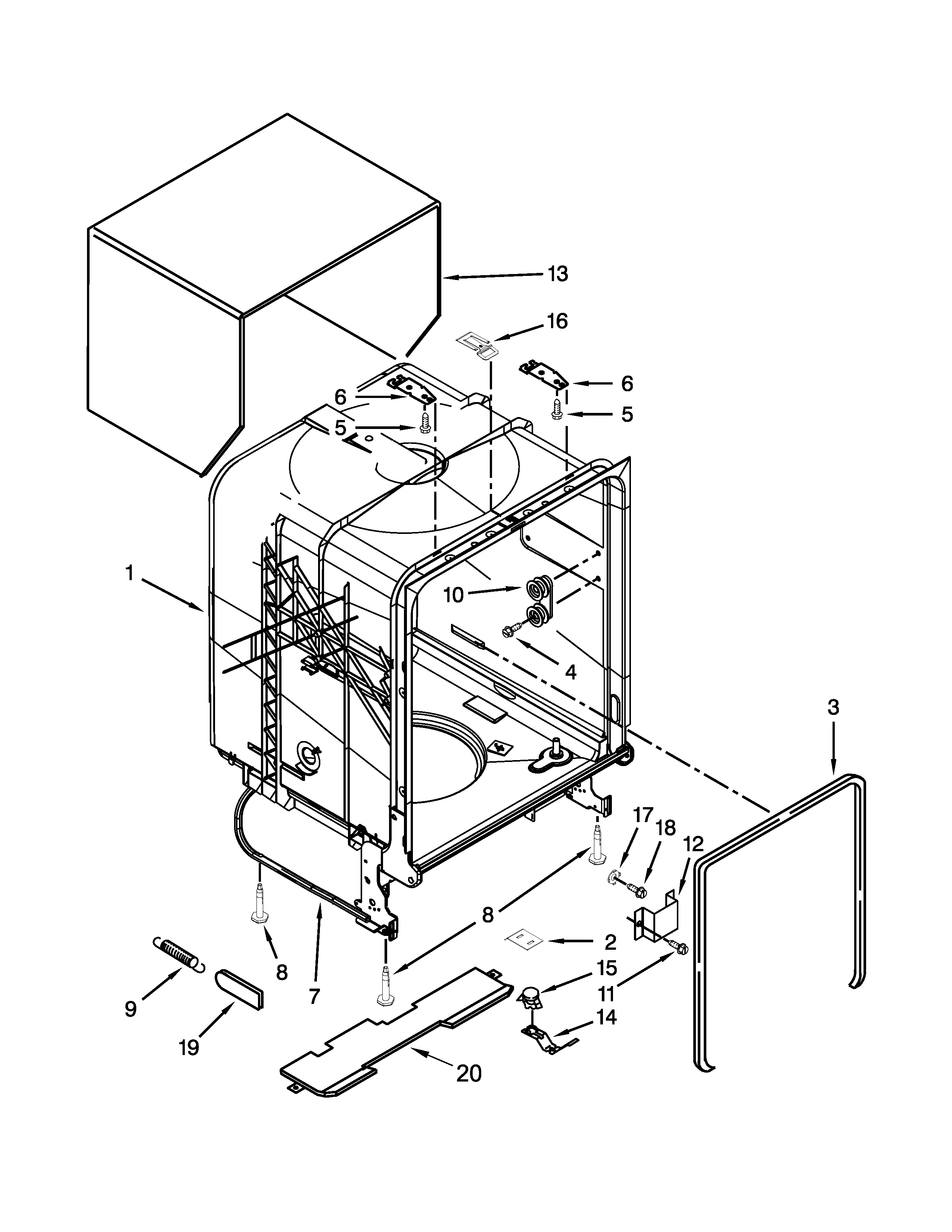 TUB AND FRAME PARTS