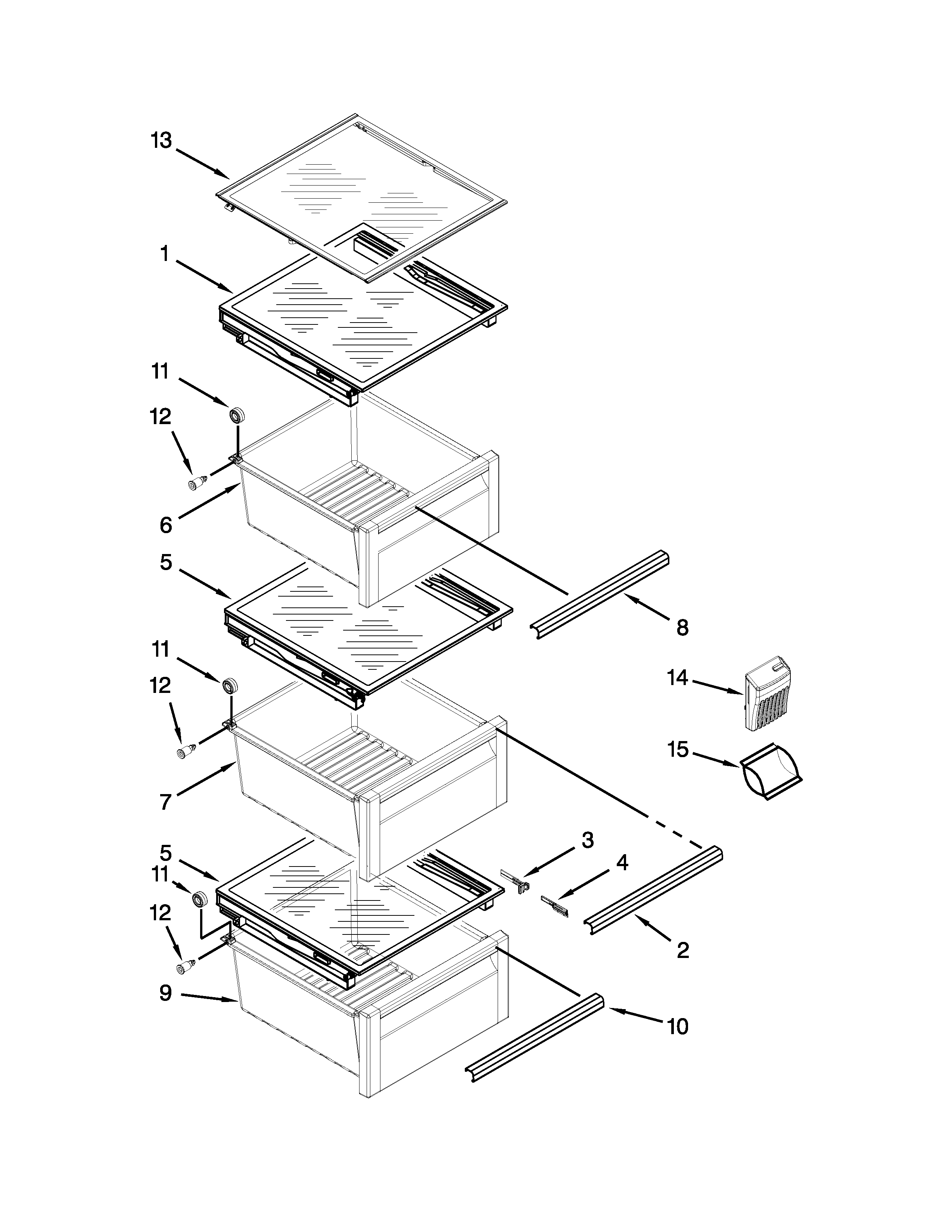 Refrigerator shelf parts