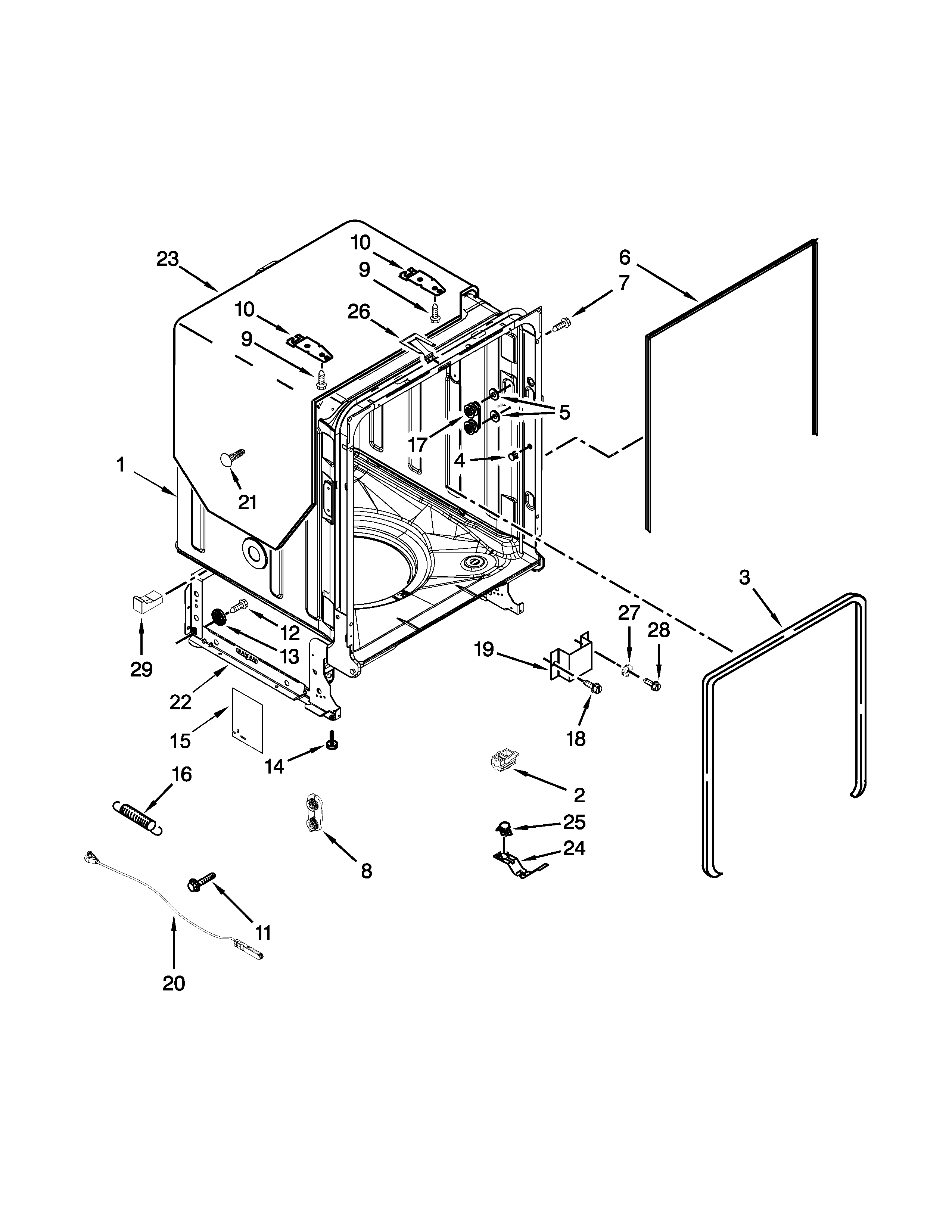 Tub and frame parts
