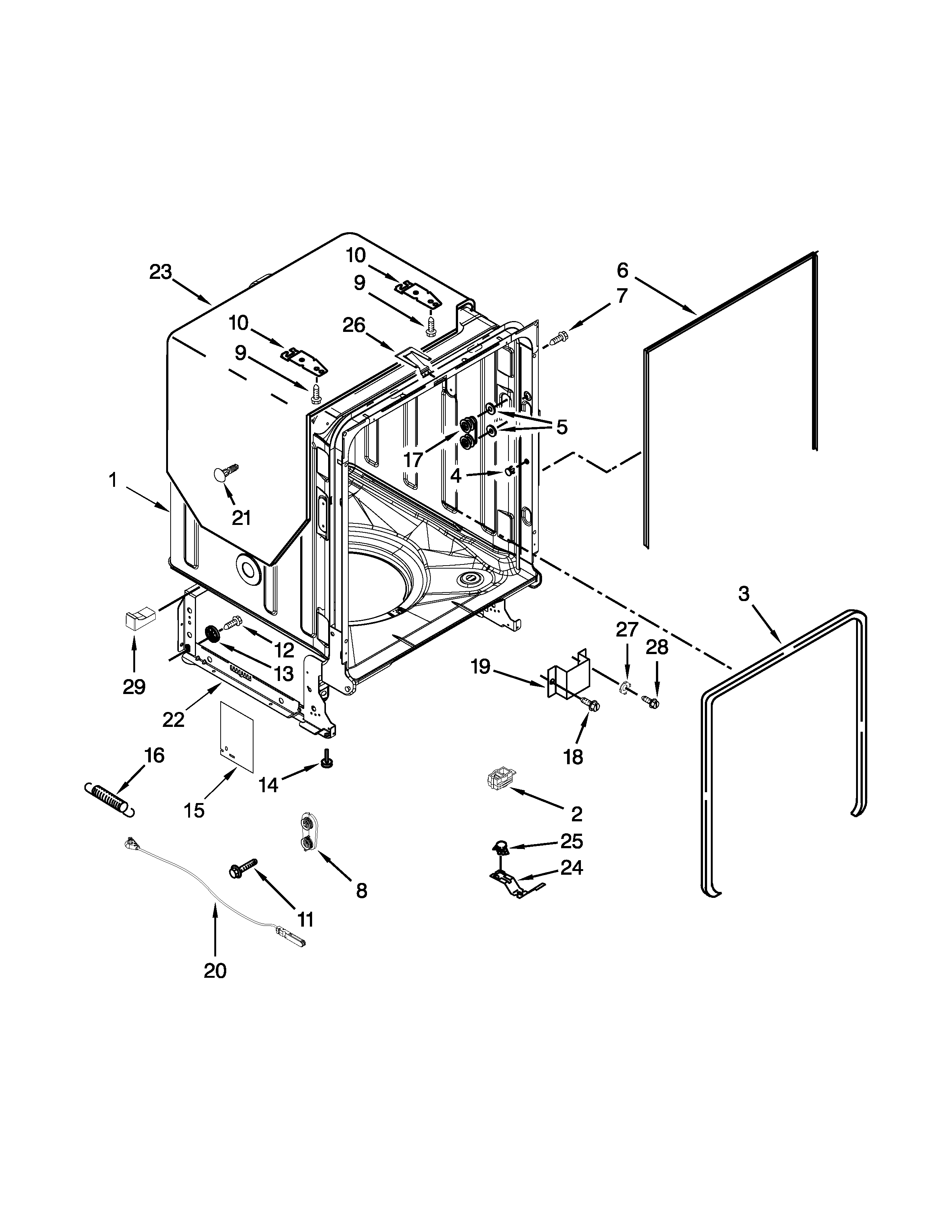 TUB AND FRAME PARTS