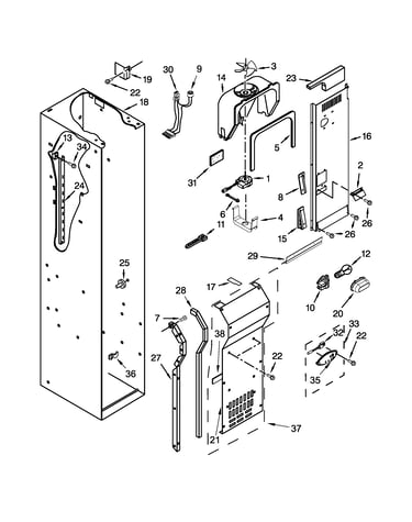 Freezer liner and air flow parts