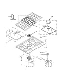 Cooktop, burner and grate parts