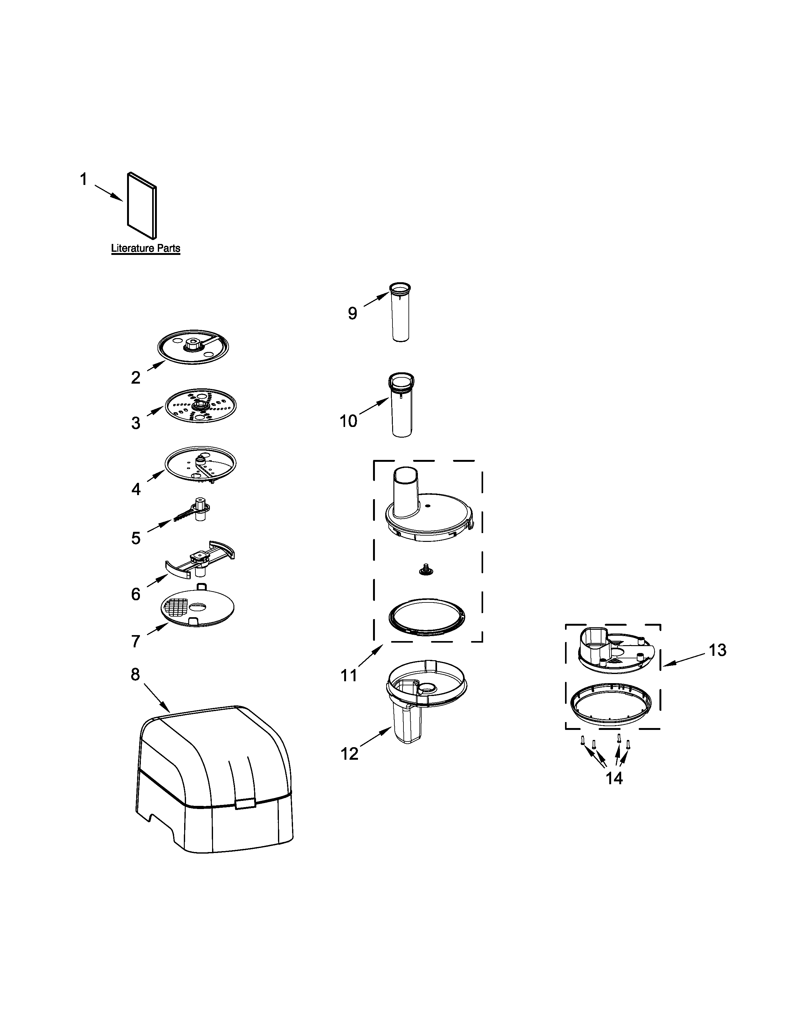 Food processor attachment parts