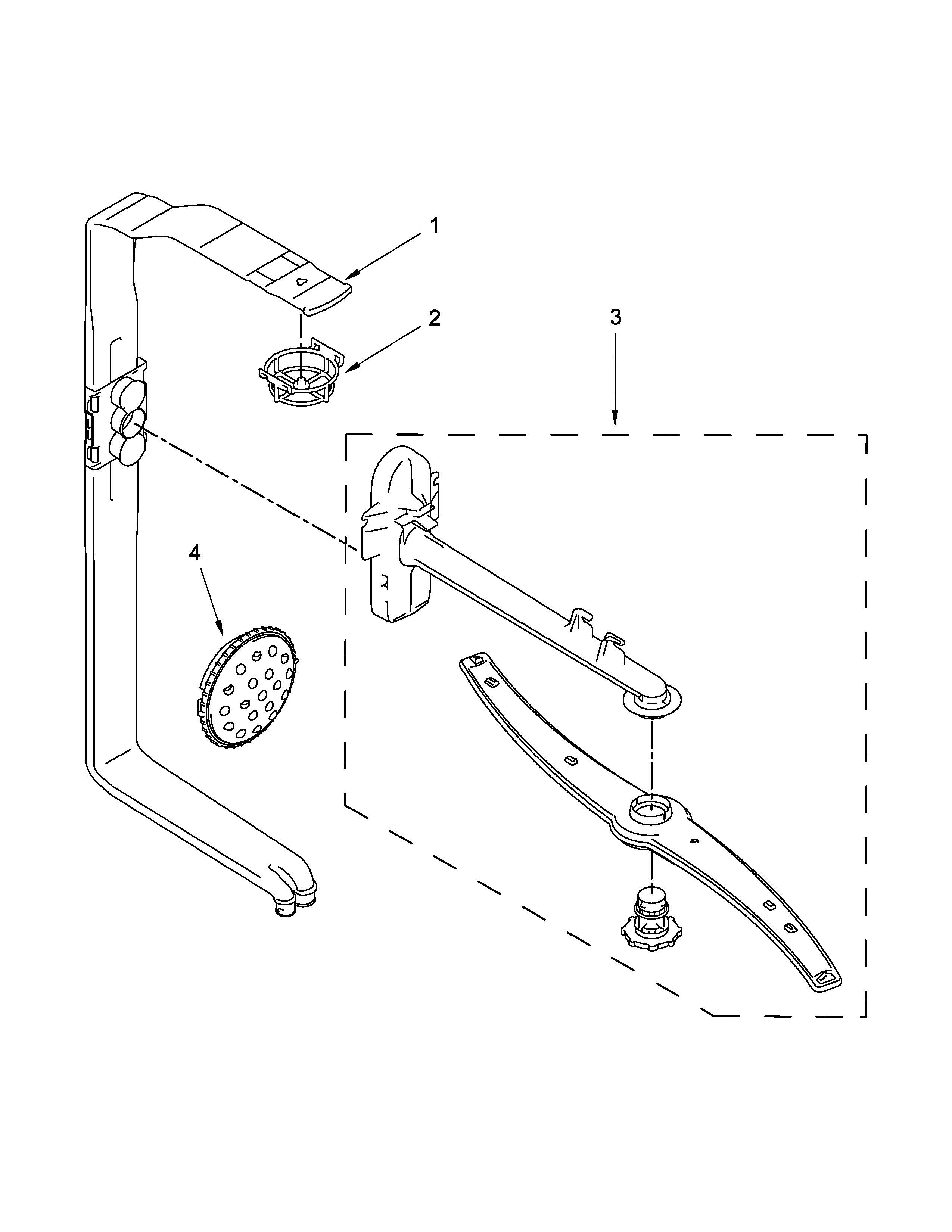 Upper wash and rinse parts