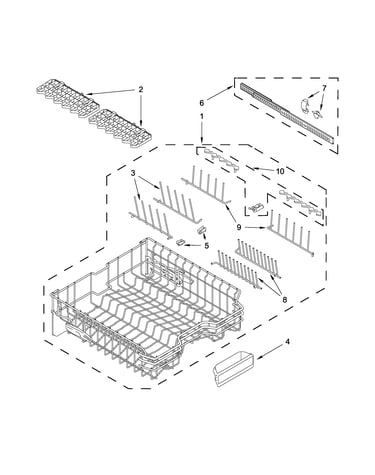 Upper rack and track parts