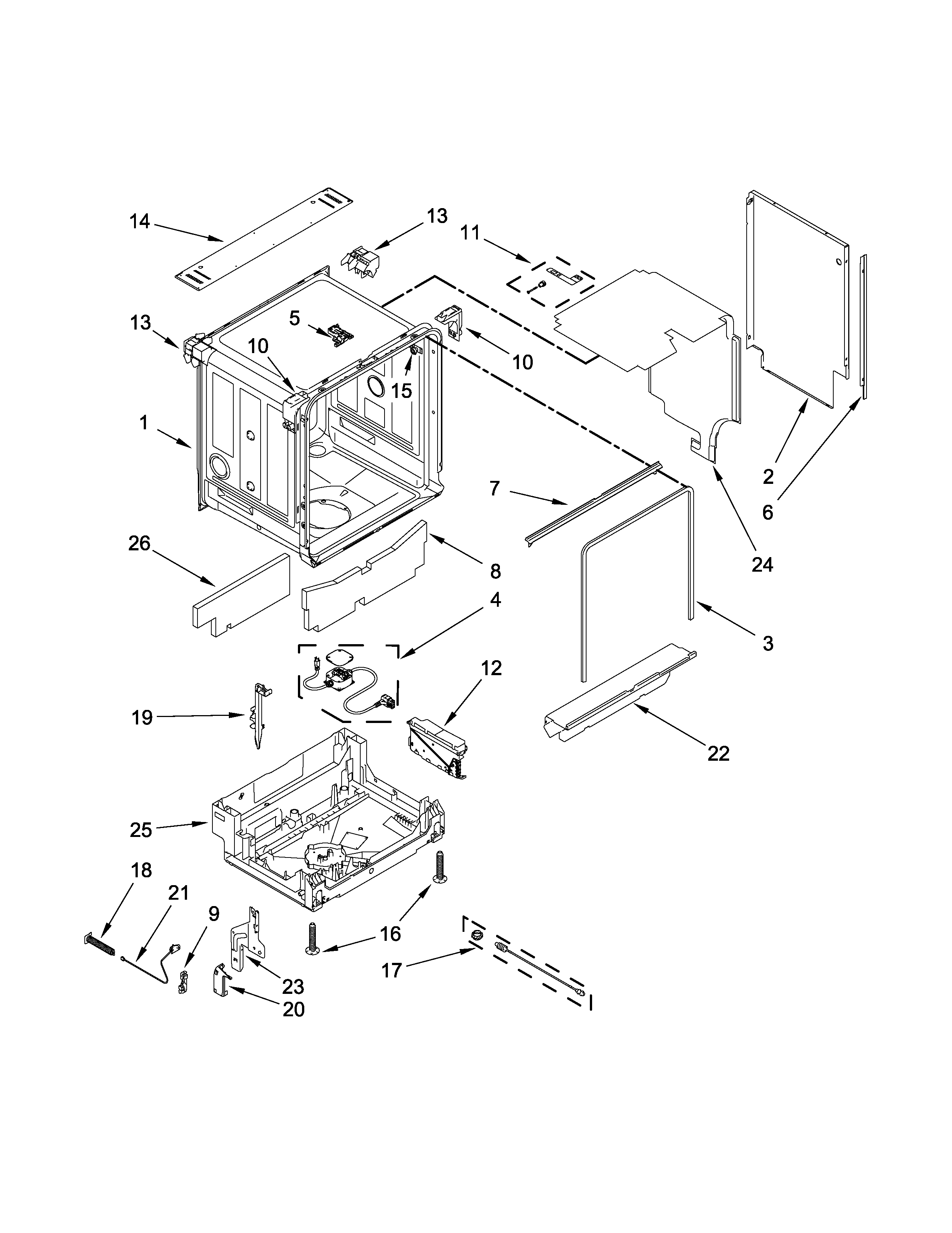 TUB AND FRAME PARTS