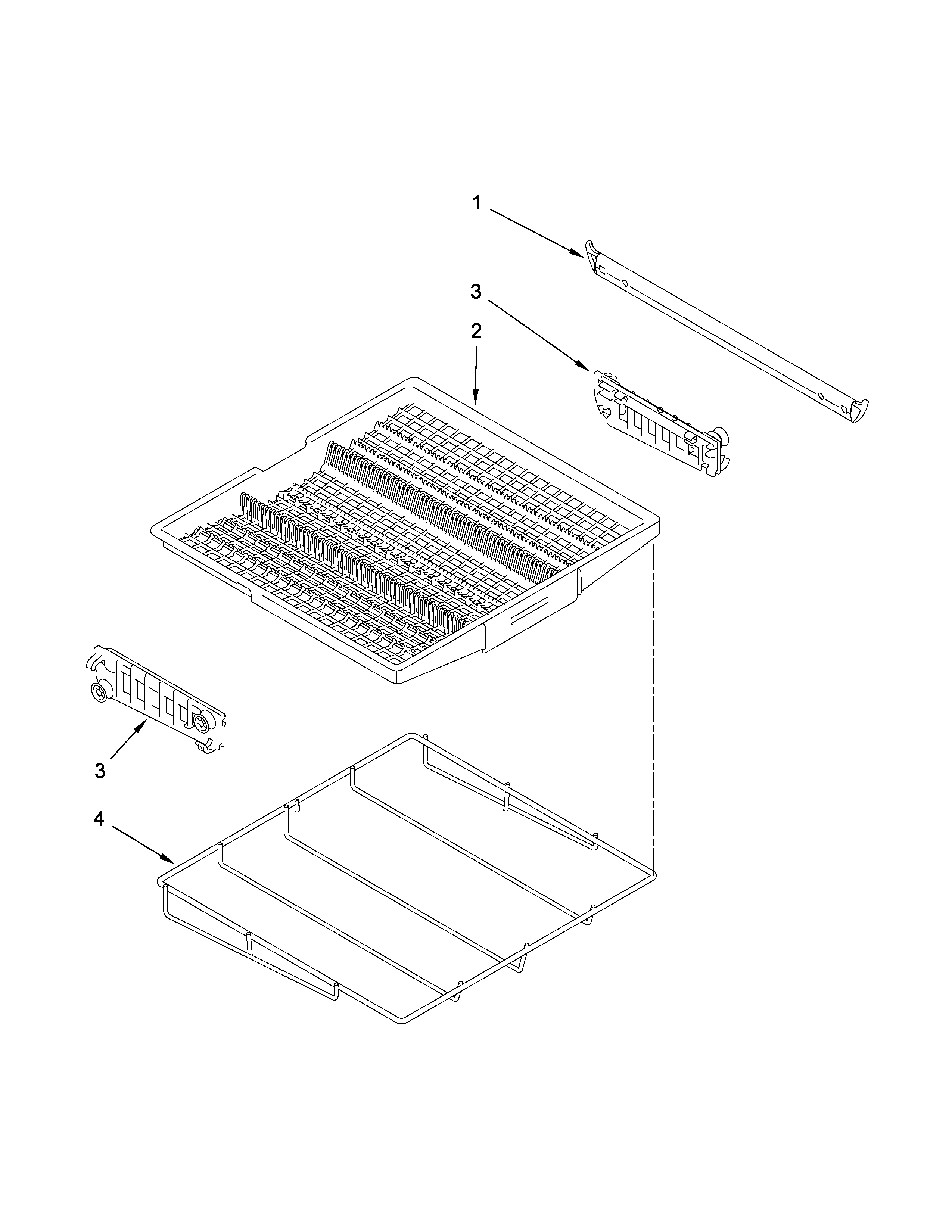 Third level rack and track parts