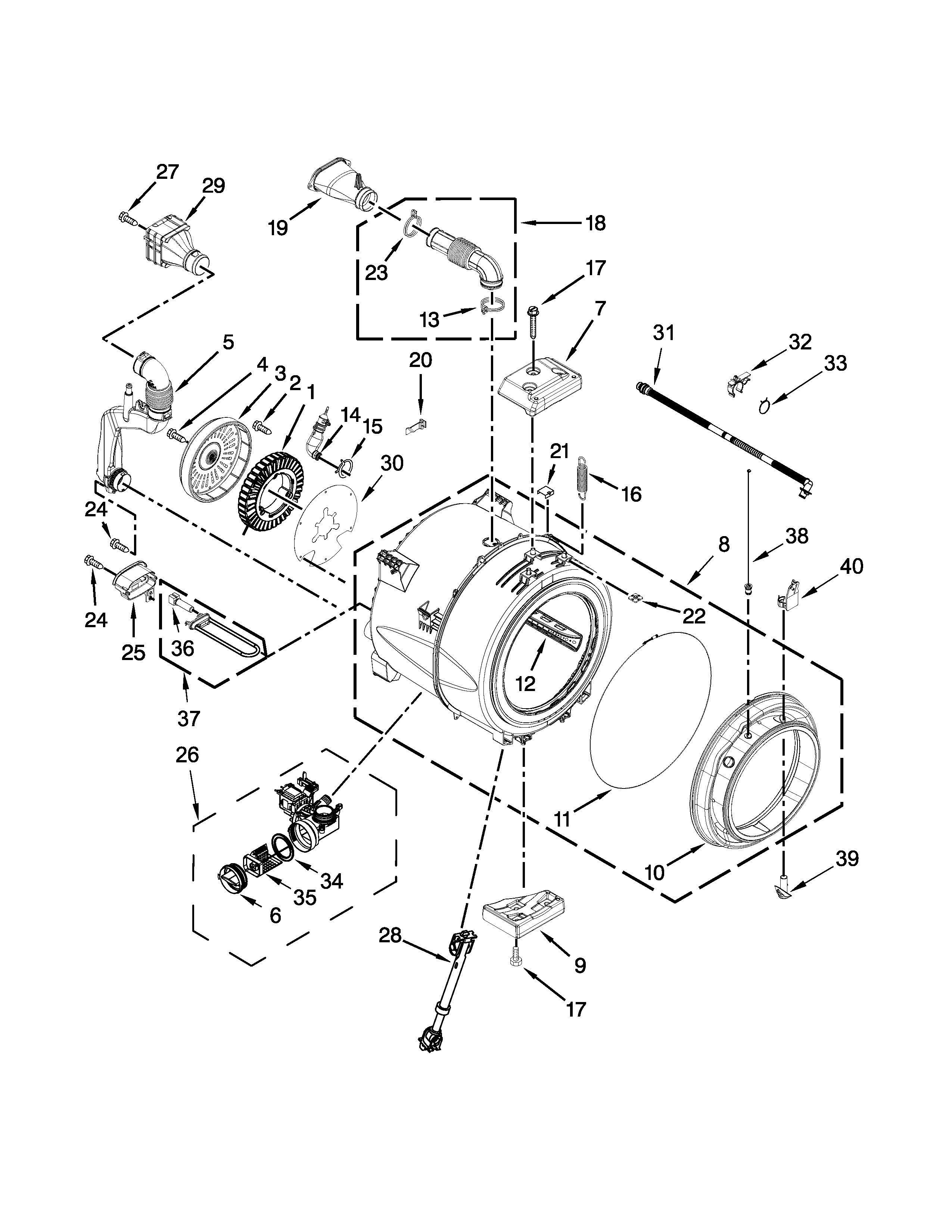 Tub and basket parts