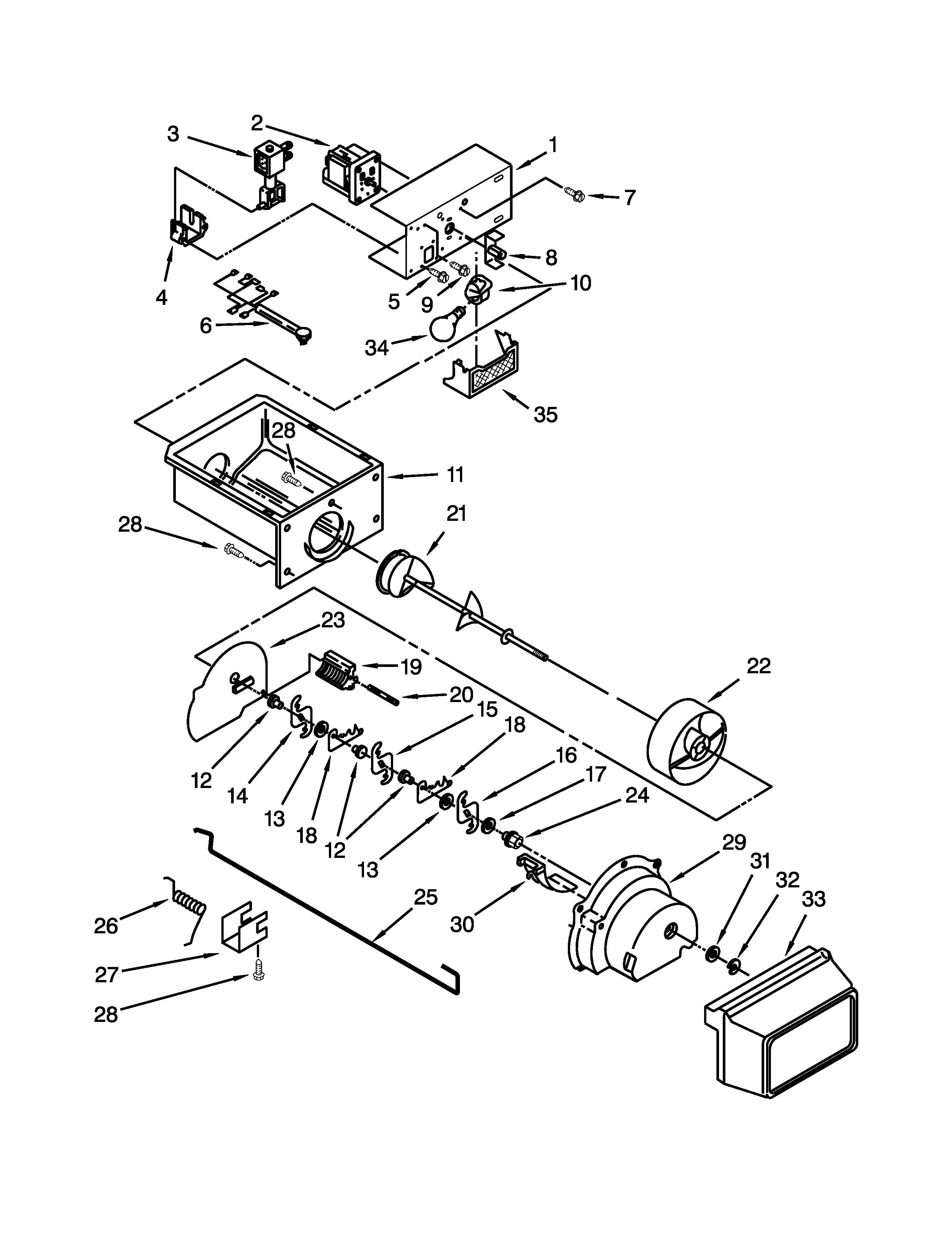 Motor and ice container parts