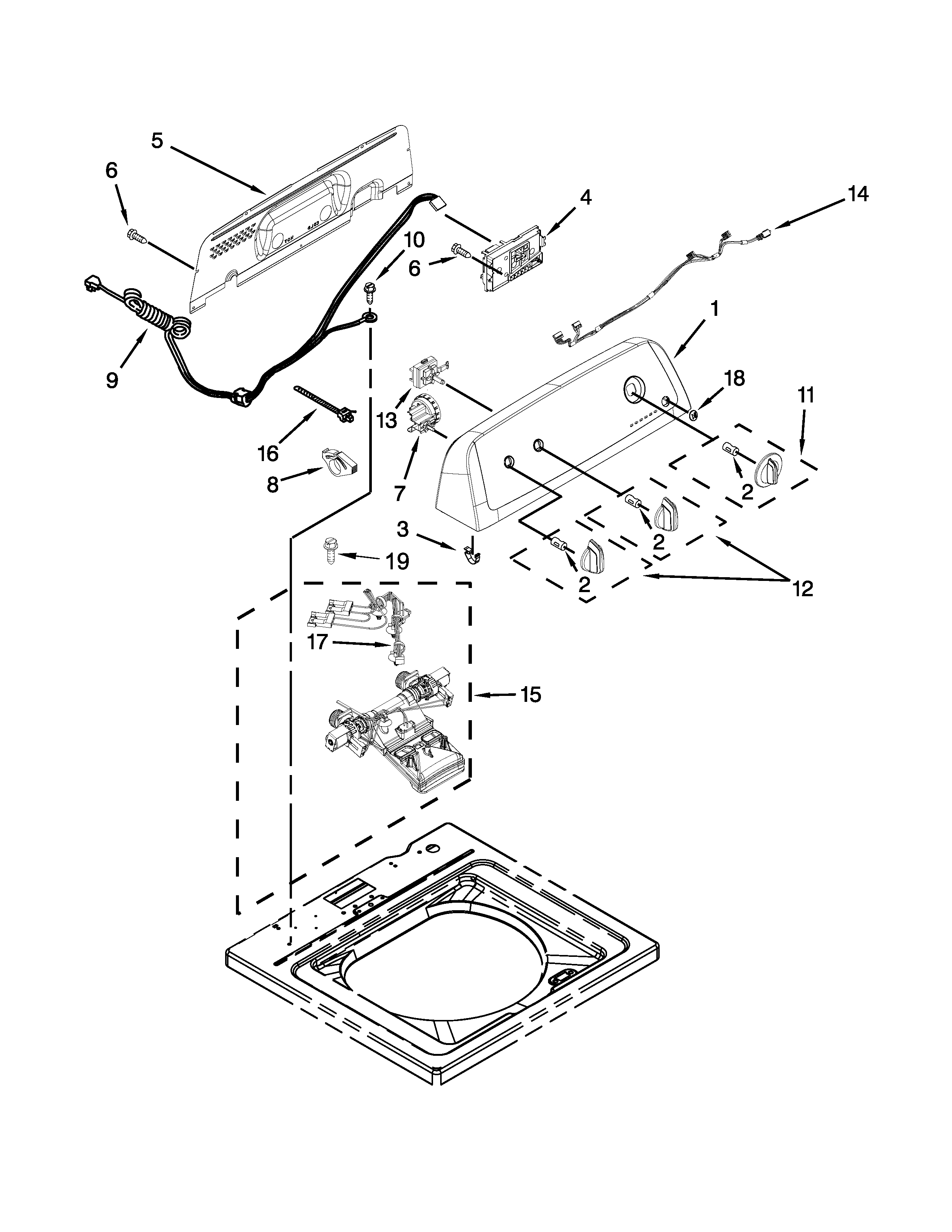Controls and water inlet parts
