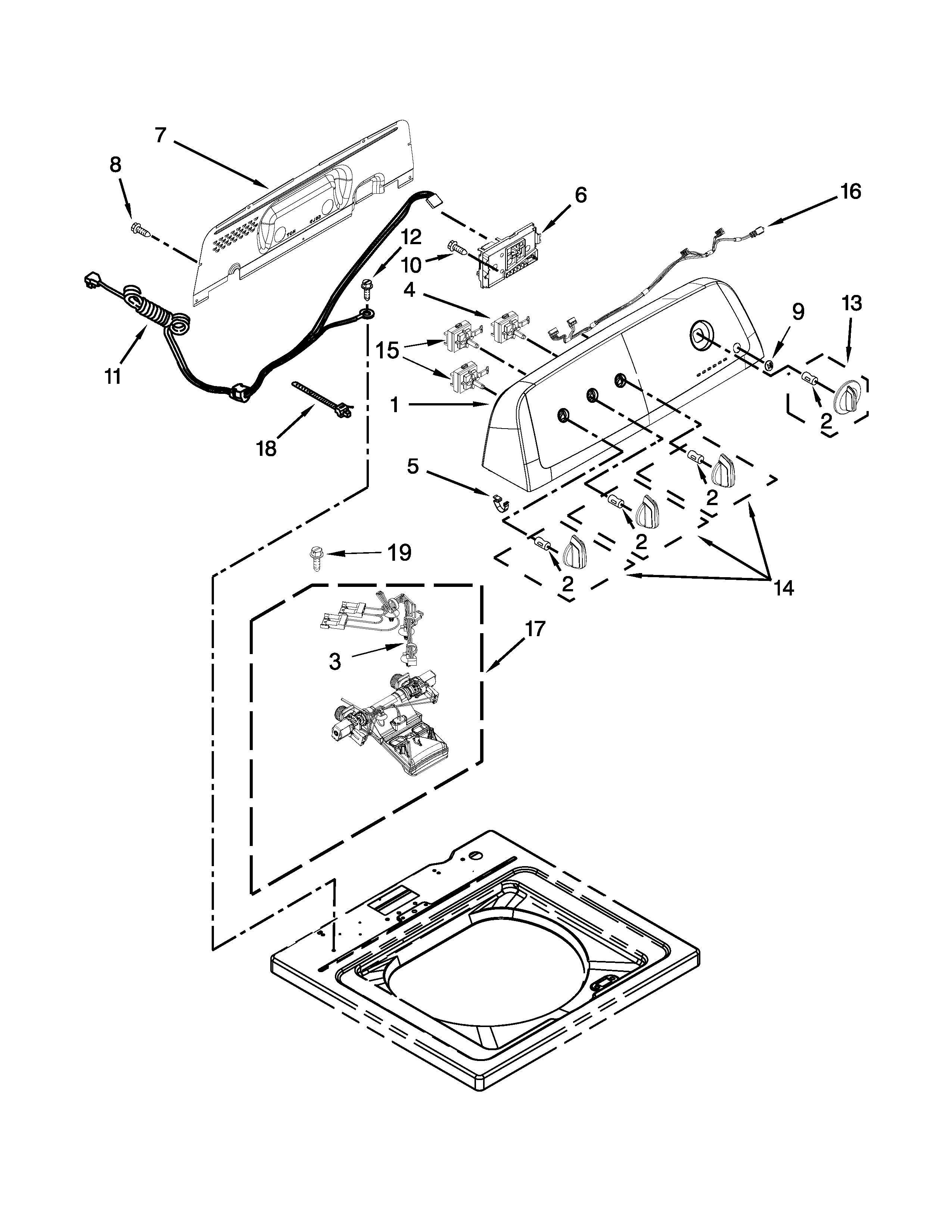 Controls and water inlet parts