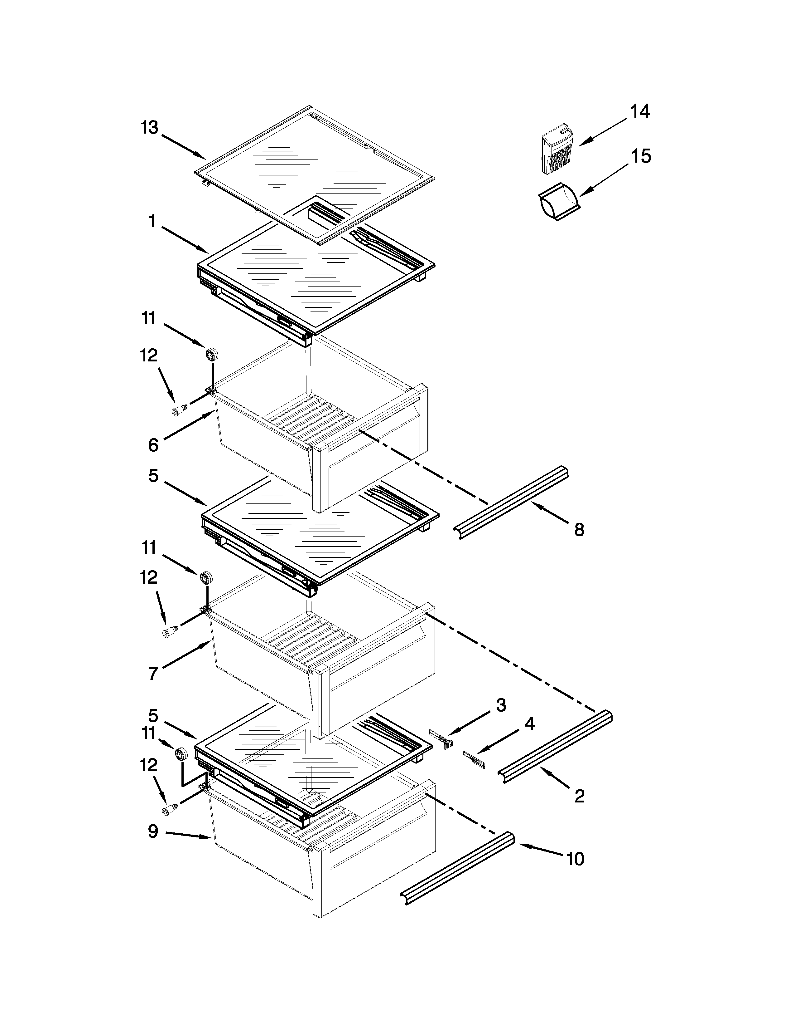 Refrigerator shelf parts