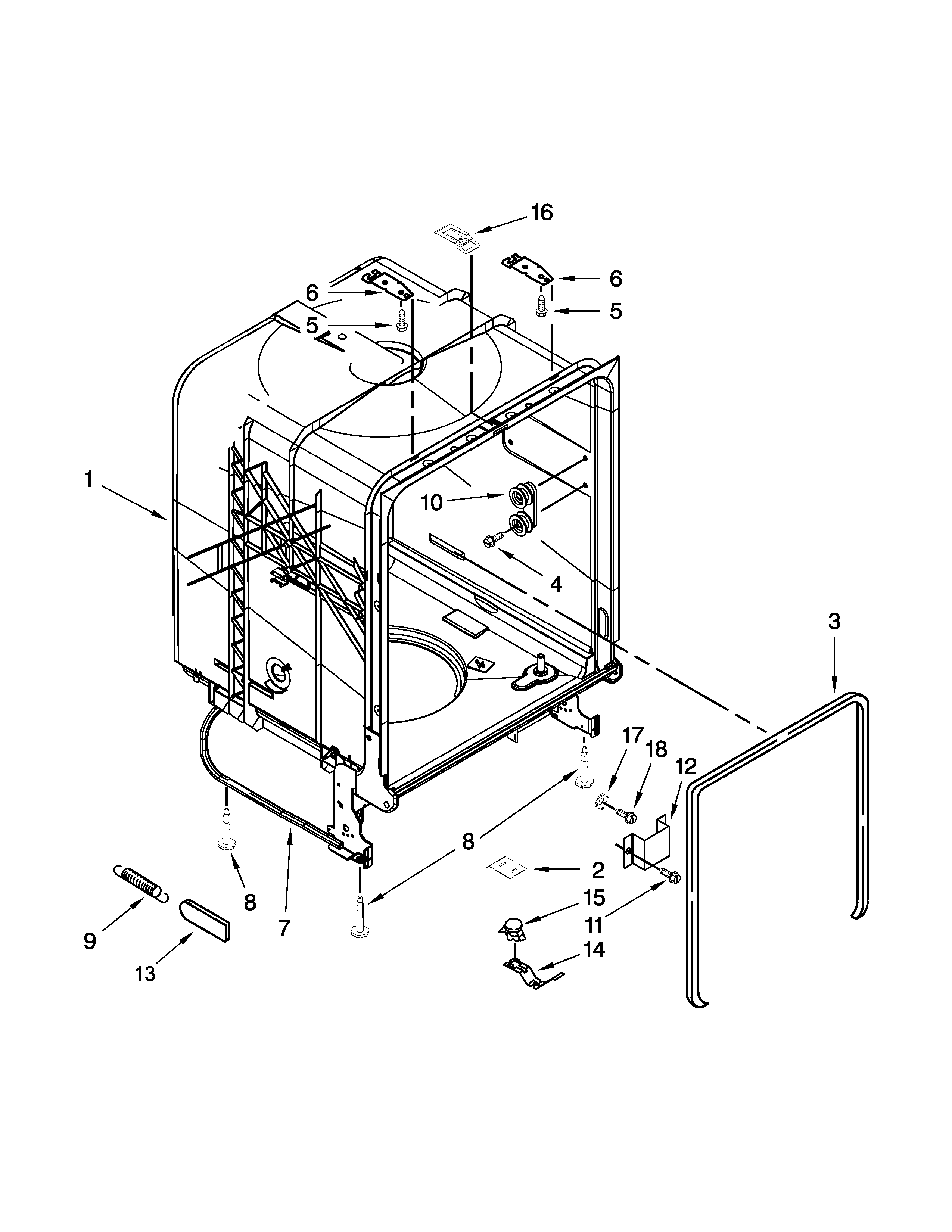 TUB AND FRAME PARTS