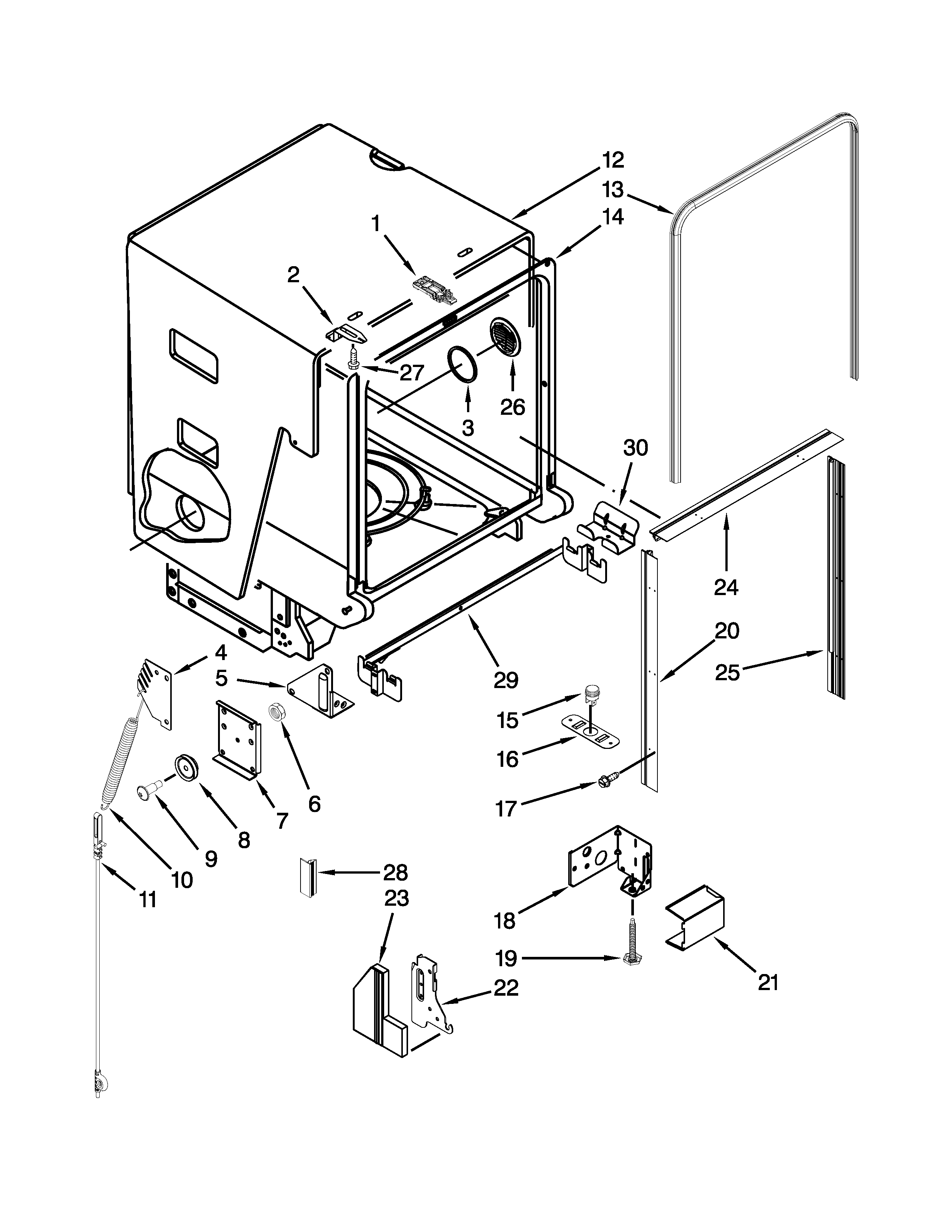 Tub and frame parts