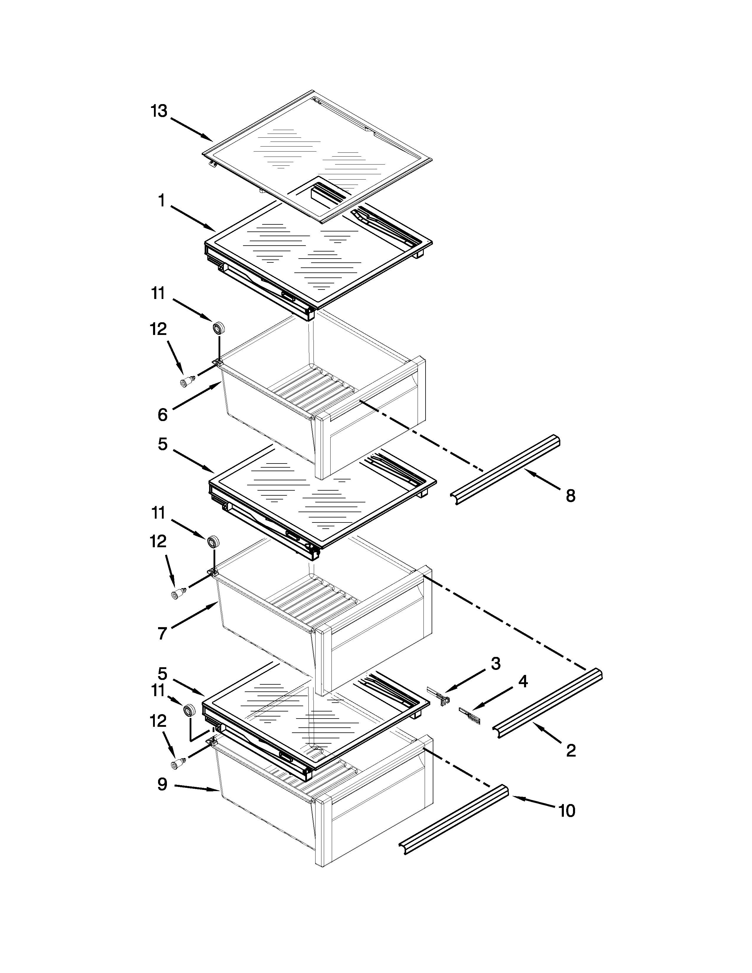Refrigerator shelf parts