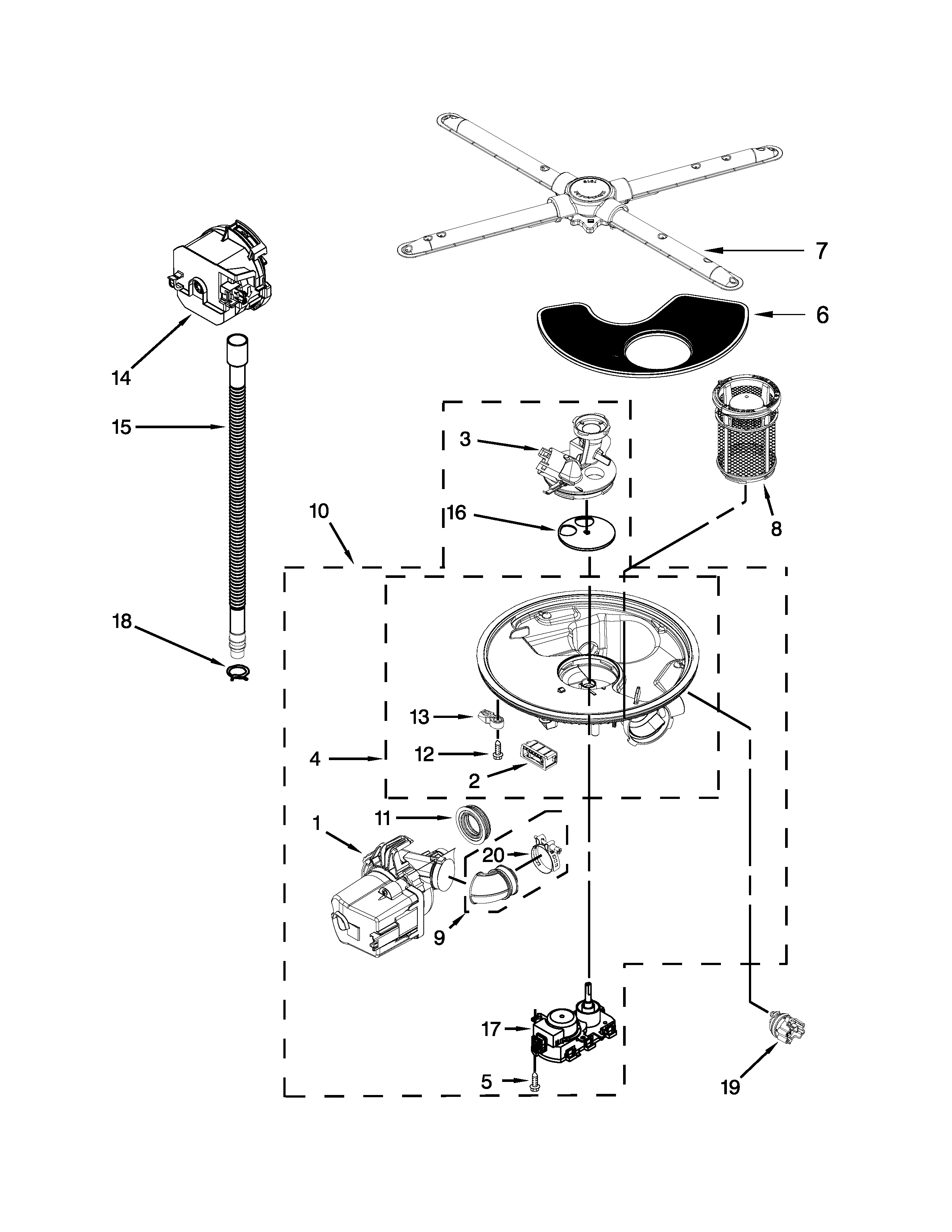 PUMP, WASHARM AND MOTOR PARTS