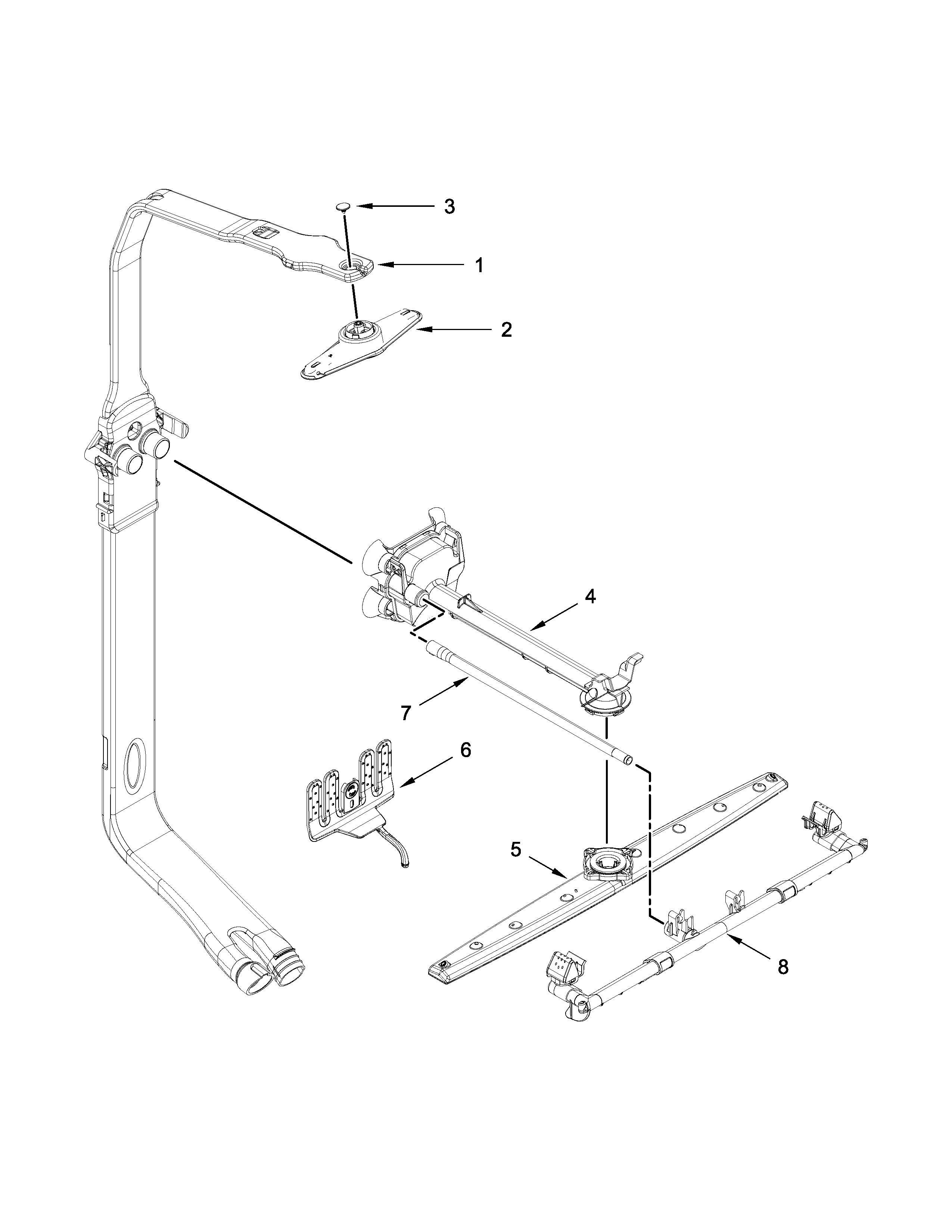 Upper wash and rinse parts