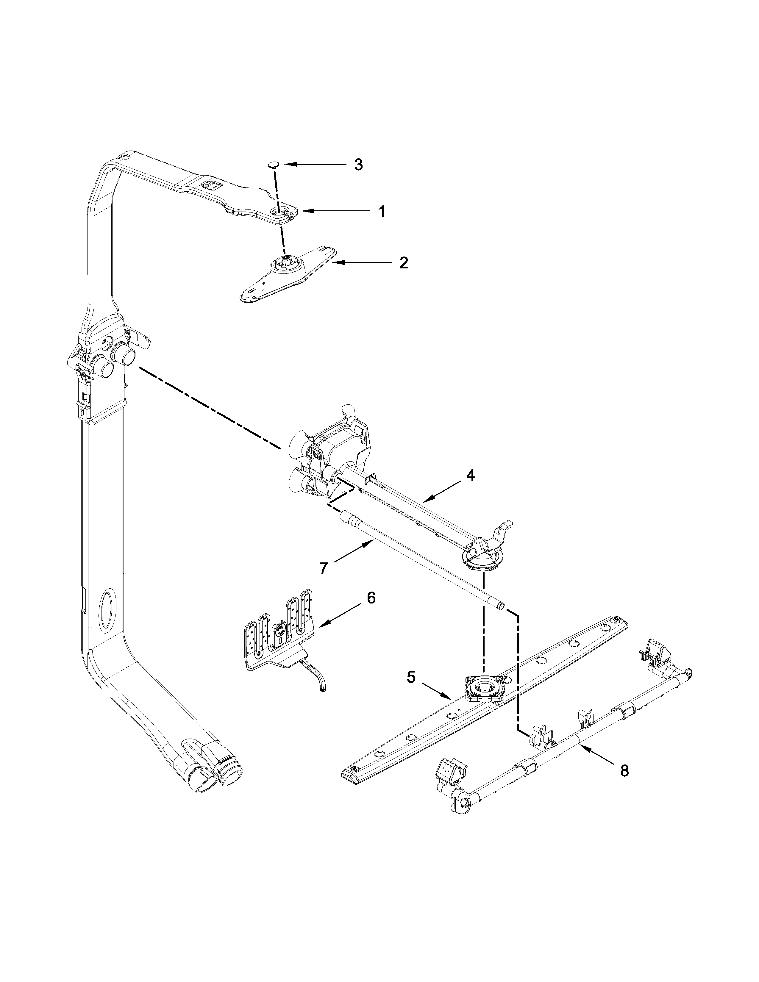 Upper wash and rinse parts