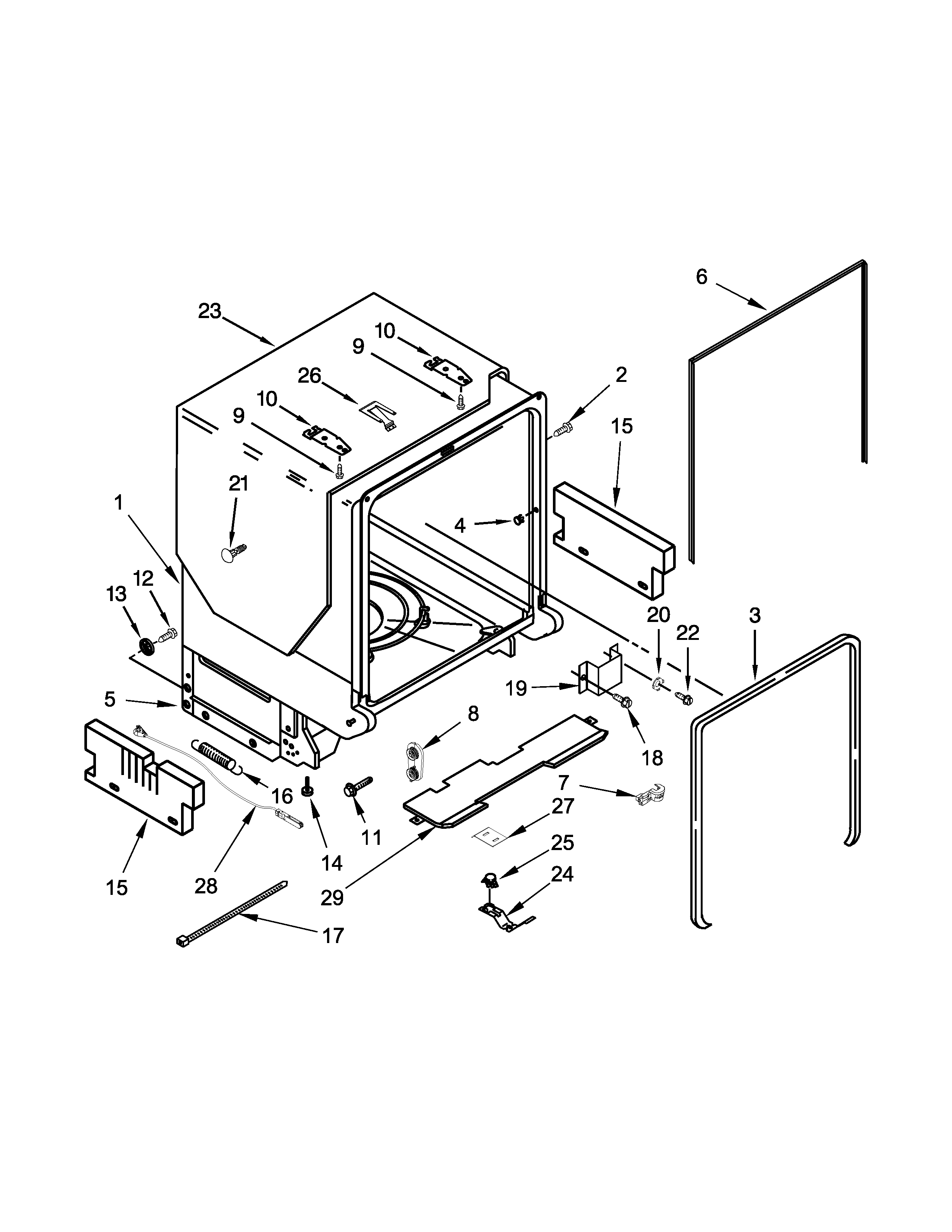 Tub and frame parts