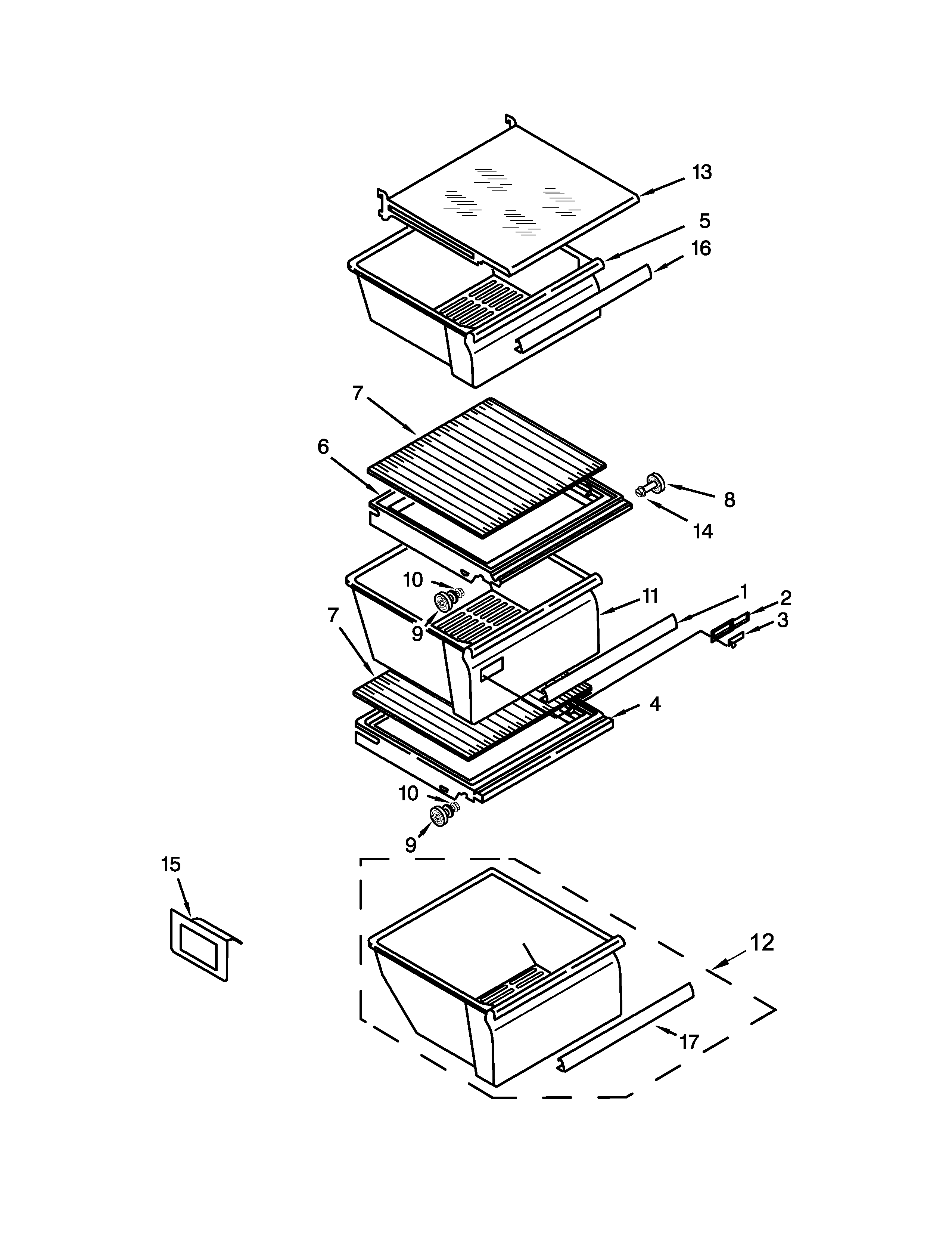 Refrigerator shelf parts