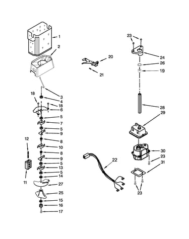Motor and ice container parts