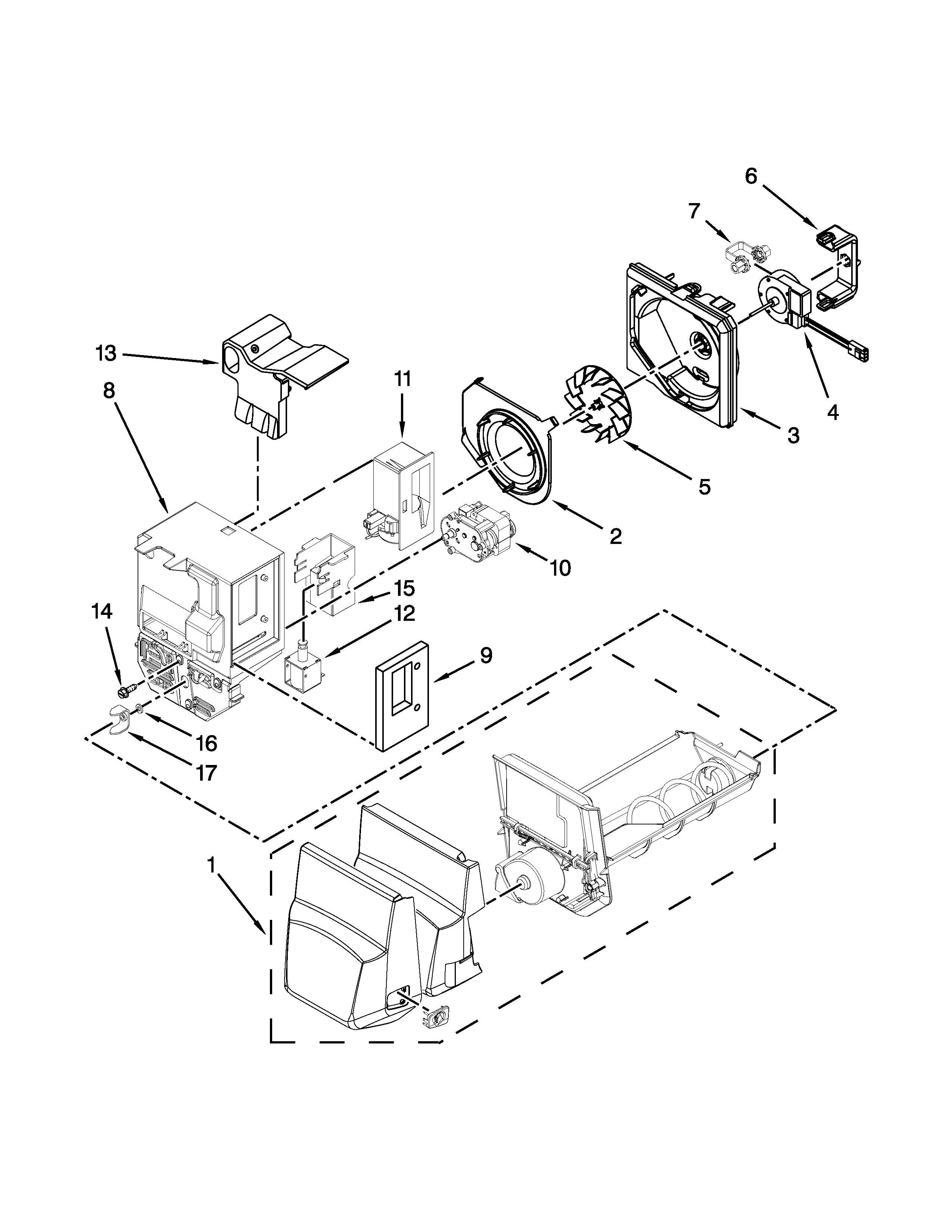 MOTOR AND ICE CONTAINER PARTS