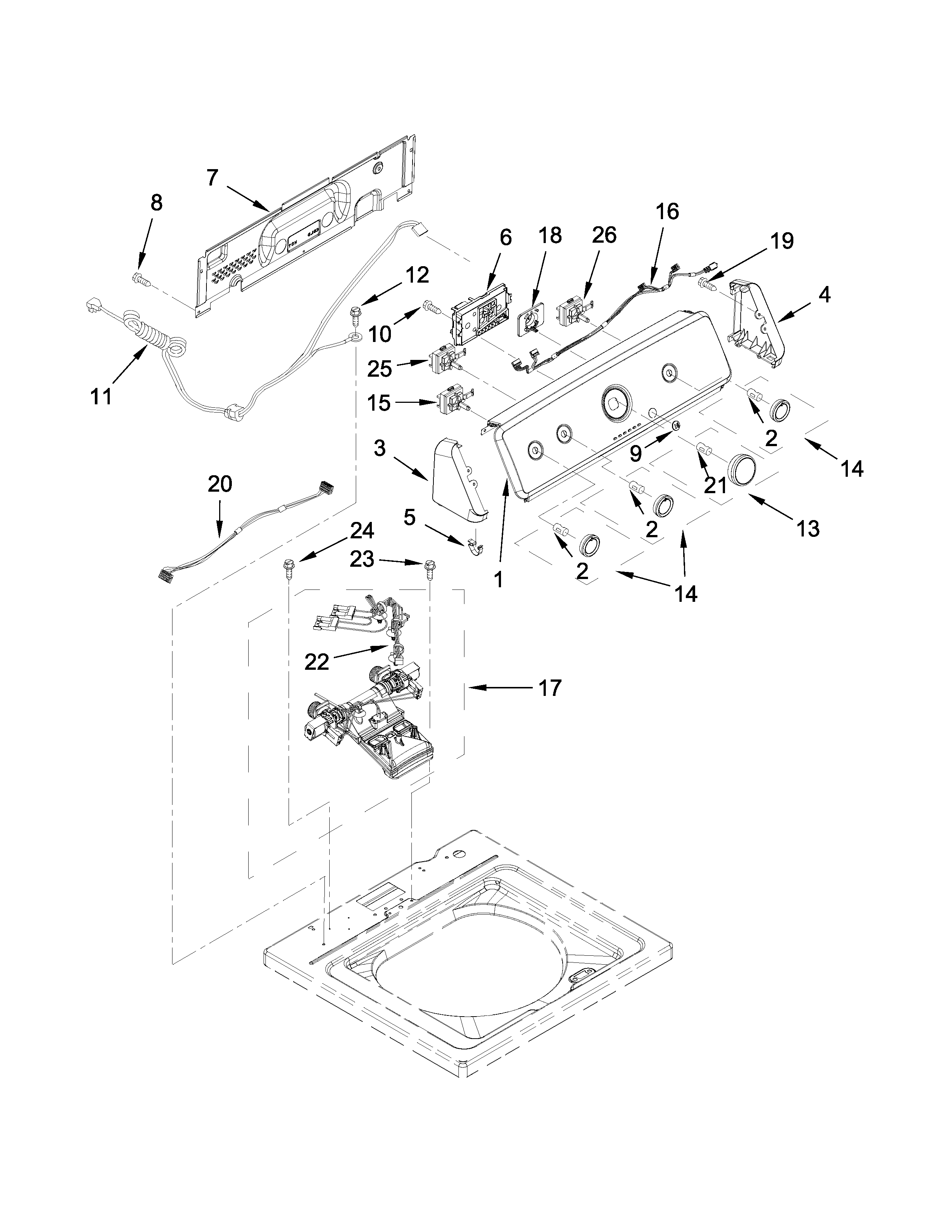 Controls and water inlet parts