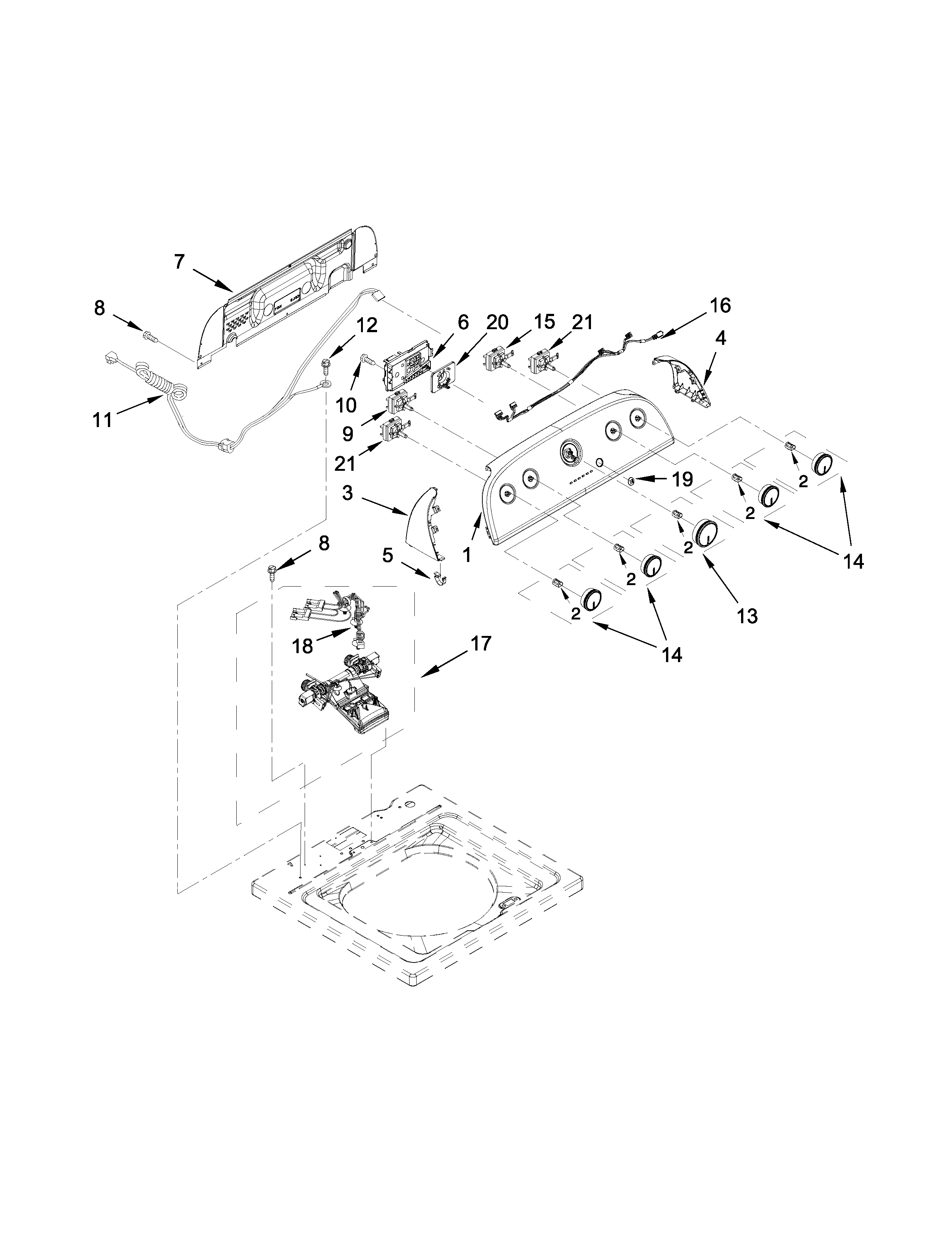 Controls and water inlet parts